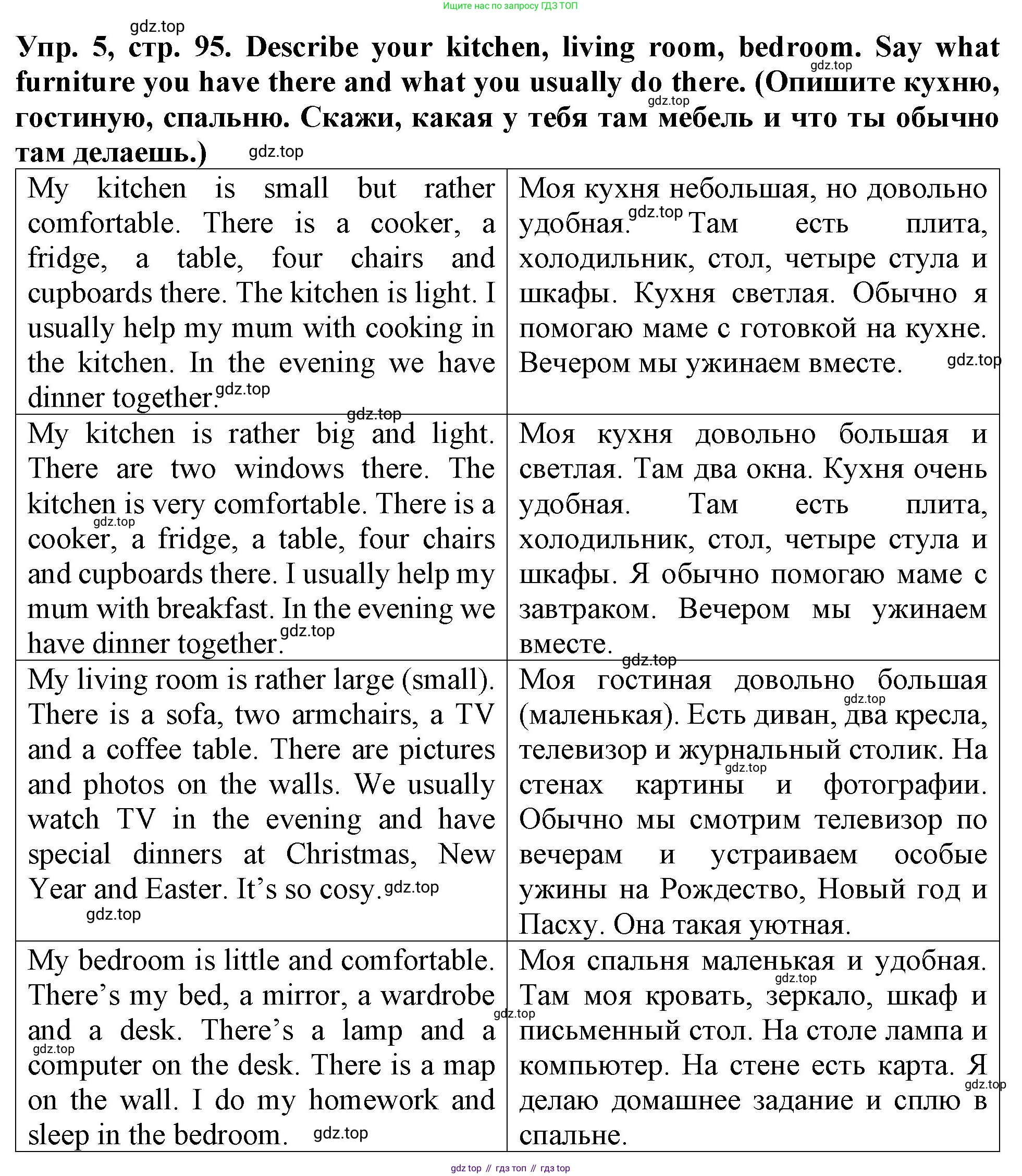 ГДЗ Английский язык (english), 4 класс Учебник (Student's book), авторы: Верещагина Ирина Николаевна (Vereshchagina Irina), Афанасьева Ольга Васильевна (Afanasyeva Olga), издательство Просвещение, Москва, 2023, серого цвета, Часть ( Part) 1, страница 95, номер 5, Решение 2