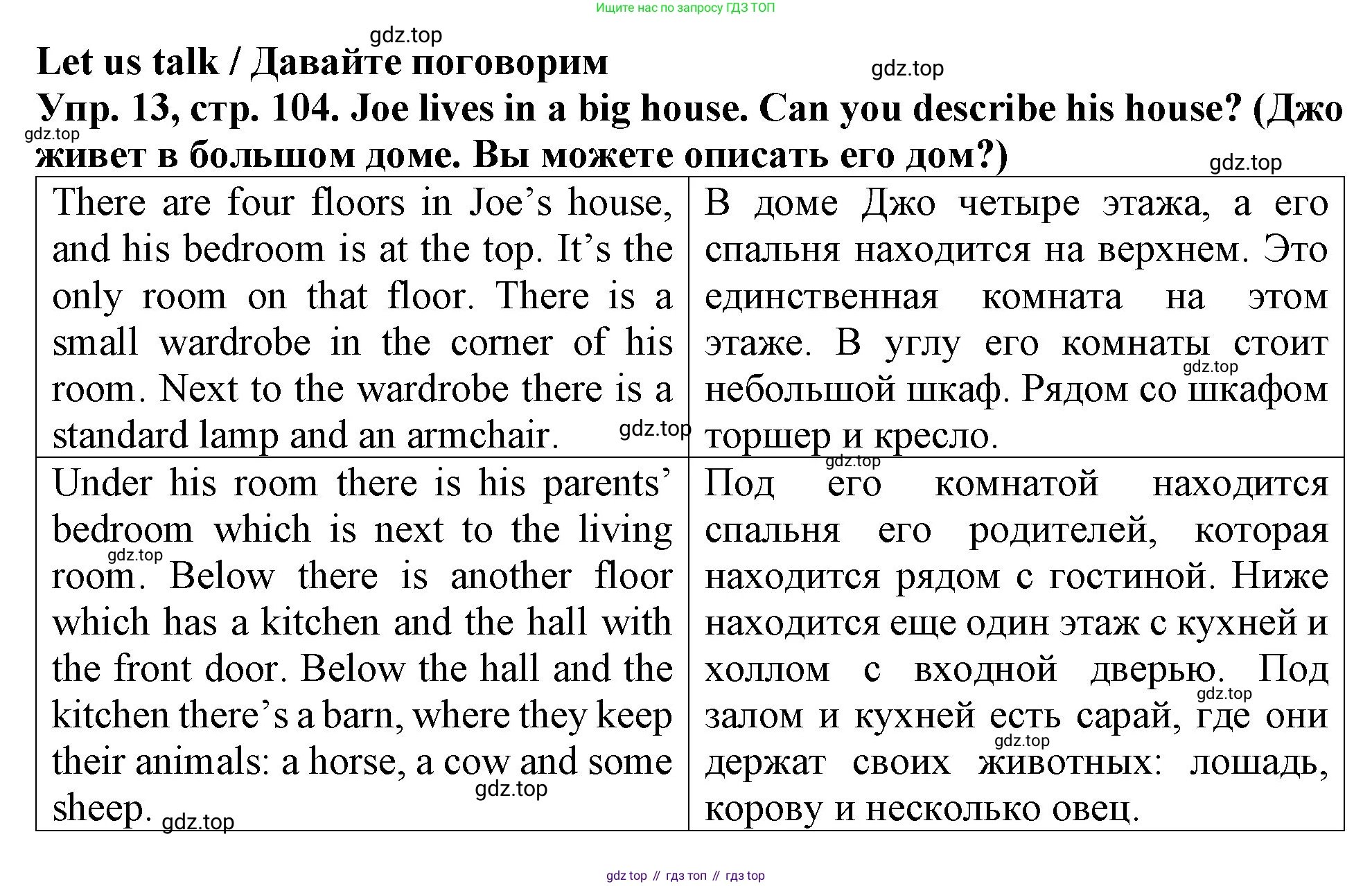 ГДЗ Английский язык (english), 4 класс Учебник (Student's book), авторы: Верещагина Ирина Николаевна (Vereshchagina Irina), Афанасьева Ольга Васильевна (Afanasyeva Olga), издательство Просвещение, Москва, 2023, серого цвета, Часть ( Part) 1, страница 104, номер 13, Решение 2