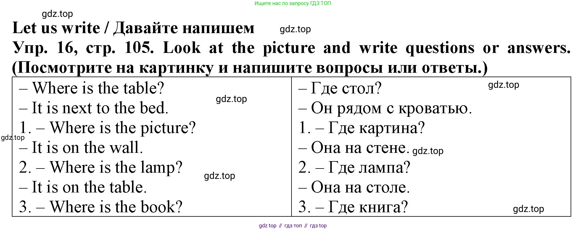 ГДЗ Английский язык (english), 4 класс Учебник (Student's book), авторы: Верещагина Ирина Николаевна (Vereshchagina Irina), Афанасьева Ольга Васильевна (Afanasyeva Olga), издательство Просвещение, Москва, 2023, серого цвета, Часть ( Part) 1, страница 105, номер 16, Решение 2