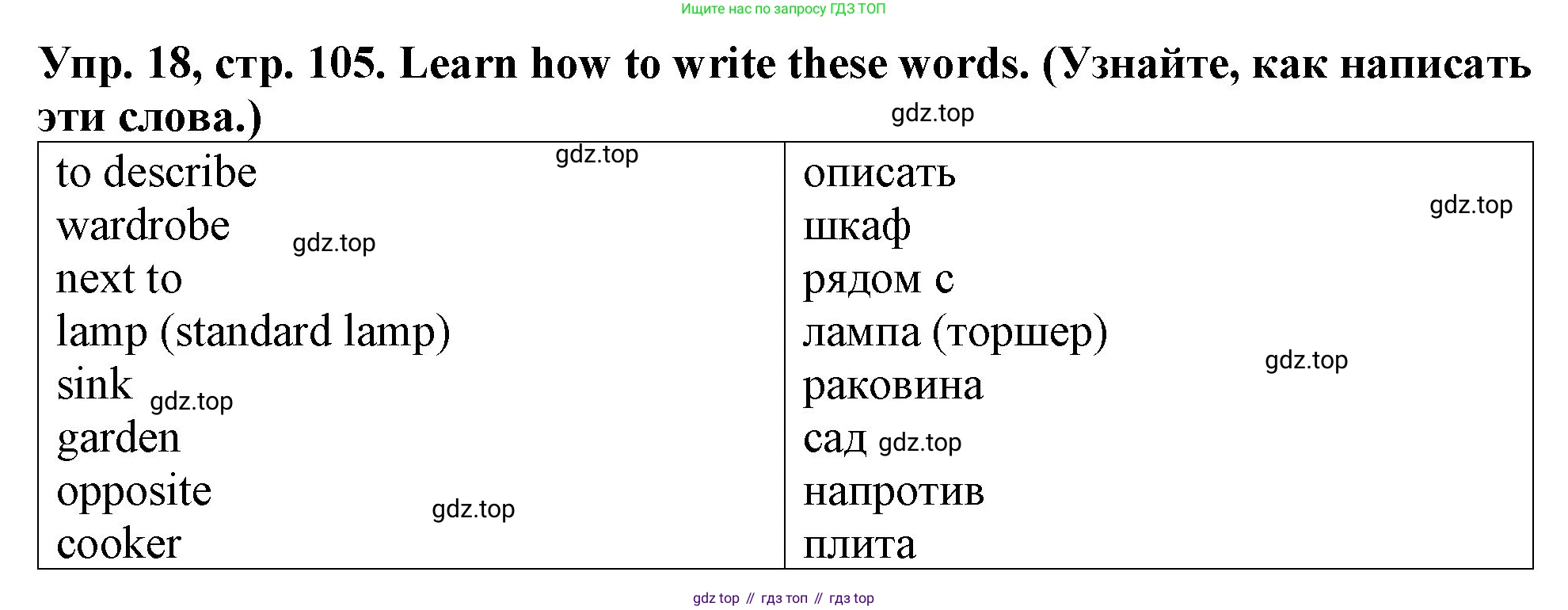 ГДЗ Английский язык (english), 4 класс Учебник (Student's book), авторы: Верещагина Ирина Николаевна (Vereshchagina Irina), Афанасьева Ольга Васильевна (Afanasyeva Olga), издательство Просвещение, Москва, 2023, серого цвета, Часть ( Part) 1, страница 105, номер 18, Решение 2