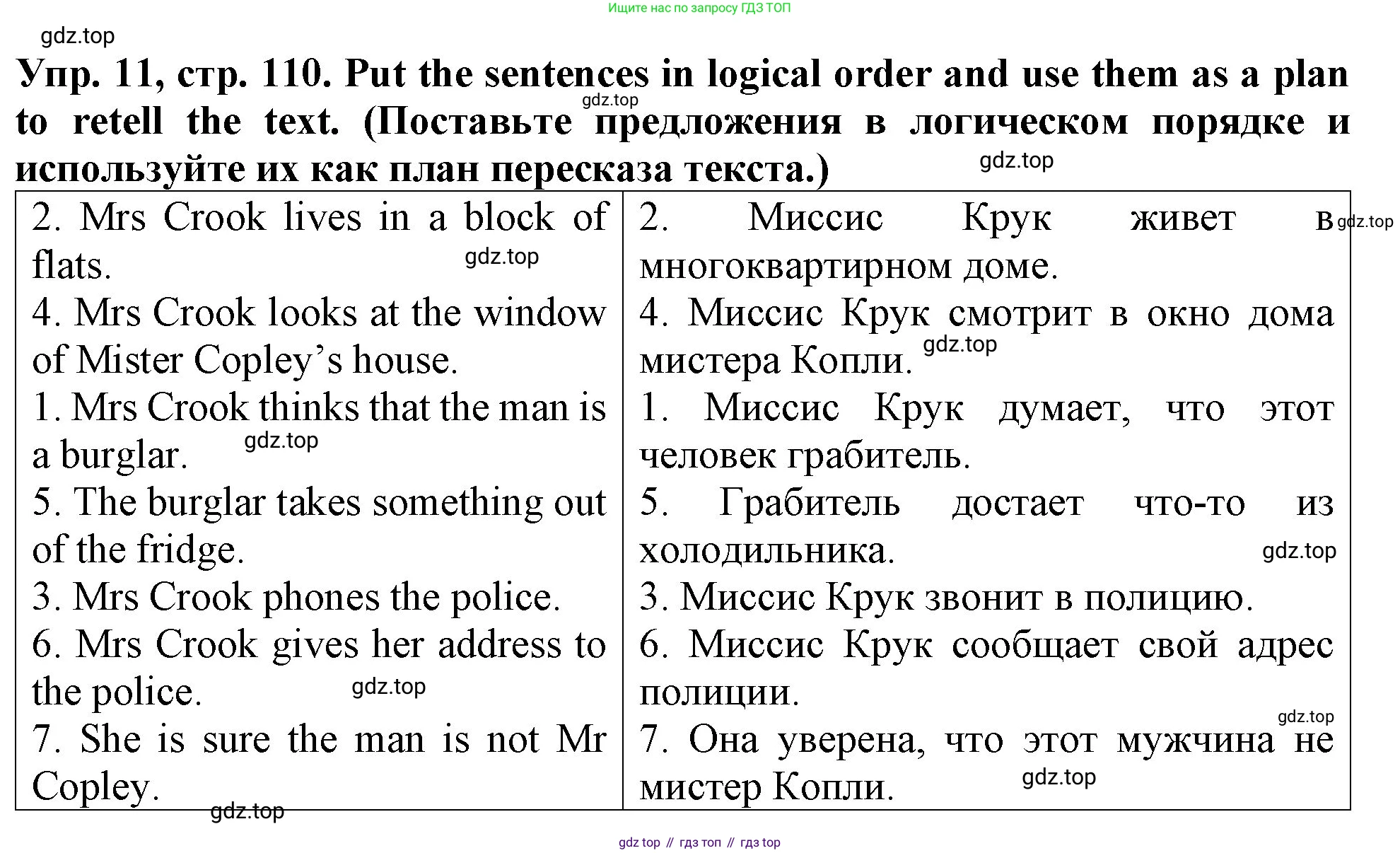 ГДЗ Английский язык (english), 4 класс Учебник (Student's book), авторы: Верещагина Ирина Николаевна (Vereshchagina Irina), Афанасьева Ольга Васильевна (Afanasyeva Olga), издательство Просвещение, Москва, 2023, серого цвета, Часть ( Part) 1, страница 110, номер 11, Решение 2