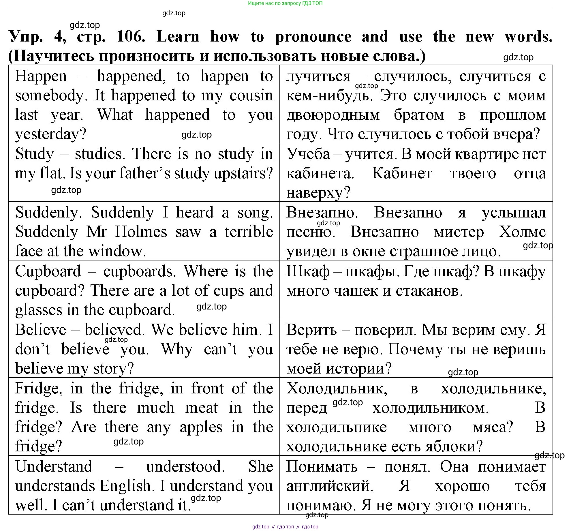 ГДЗ Английский язык (english), 4 класс Учебник (Student's book), авторы: Верещагина Ирина Николаевна (Vereshchagina Irina), Афанасьева Ольга Васильевна (Afanasyeva Olga), издательство Просвещение, Москва, 2023, серого цвета, Часть ( Part) 1, страница 106, номер 4, Решение 2