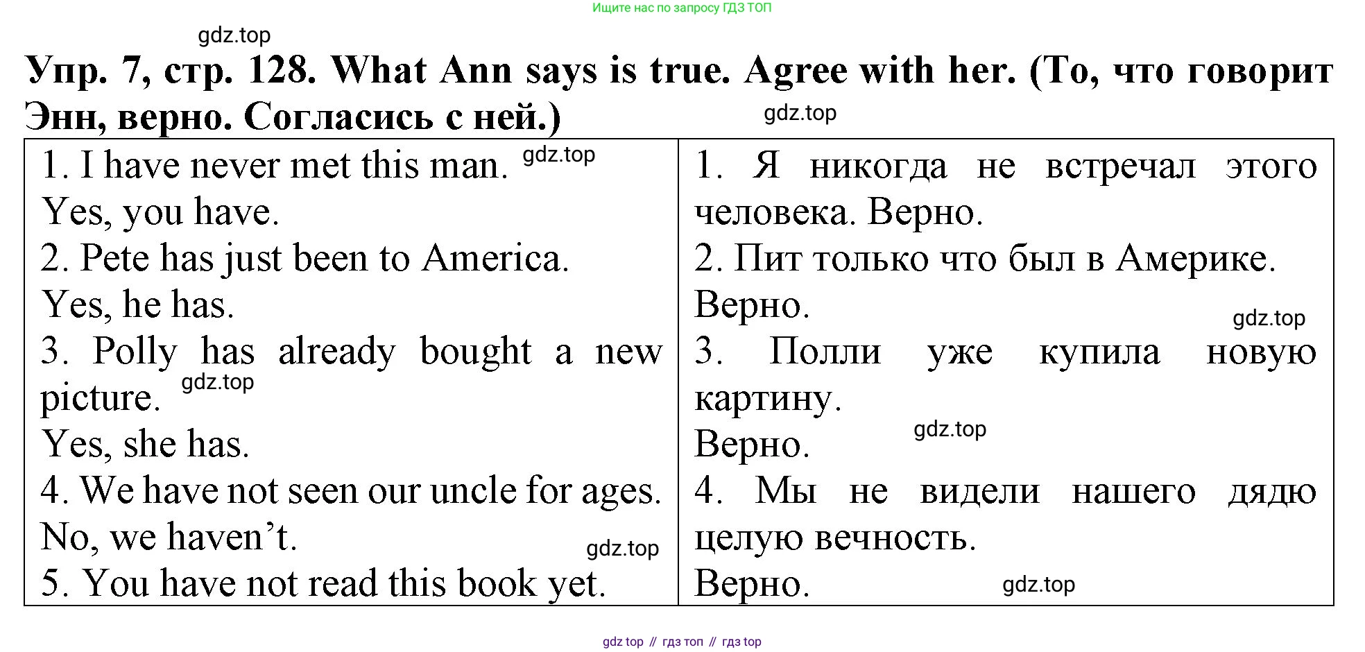 ГДЗ Английский язык (english), 4 класс Учебник (Student's book), авторы: Верещагина Ирина Николаевна (Vereshchagina Irina), Афанасьева Ольга Васильевна (Afanasyeva Olga), издательство Просвещение, Москва, 2023, серого цвета, Часть ( Part) 1, страница 128, номер 7, Решение 2