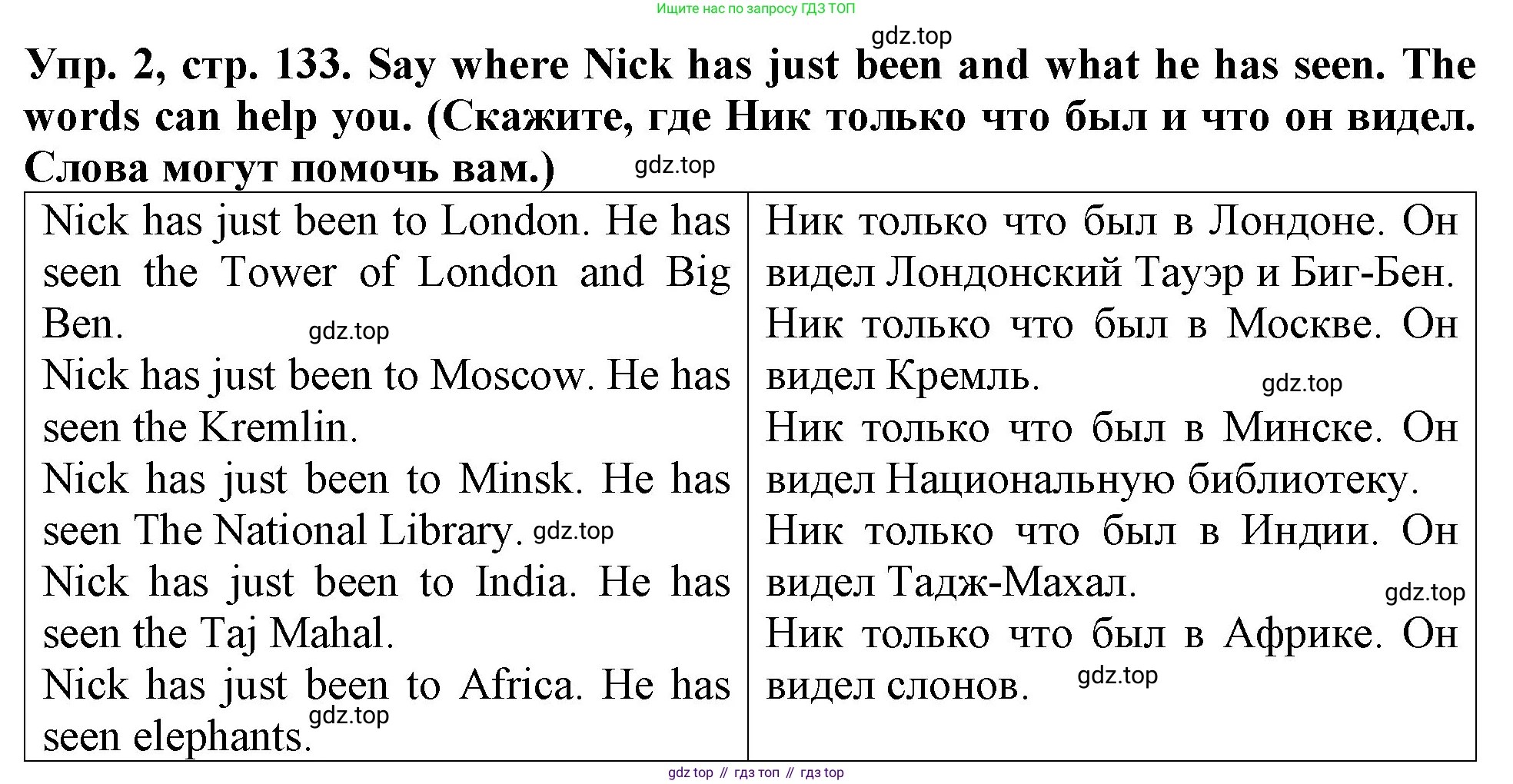 ГДЗ Английский язык (english), 4 класс Учебник (Student's book), авторы: Верещагина Ирина Николаевна (Vereshchagina Irina), Афанасьева Ольга Васильевна (Afanasyeva Olga), издательство Просвещение, Москва, 2023, серого цвета, Часть ( Part) 1, страница 133, номер 2, Решение 2