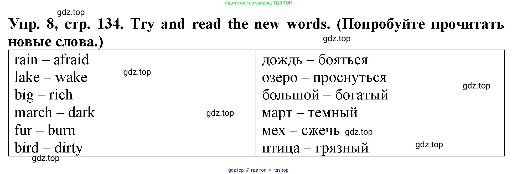 ГДЗ Английский язык (english), 4 класс Учебник (Student's book), авторы: Верещагина Ирина Николаевна (Vereshchagina Irina), Афанасьева Ольга Васильевна (Afanasyeva Olga), издательство Просвещение, Москва, 2023, серого цвета, Часть ( Part) 1, страница 134, номер 8, Решение 2