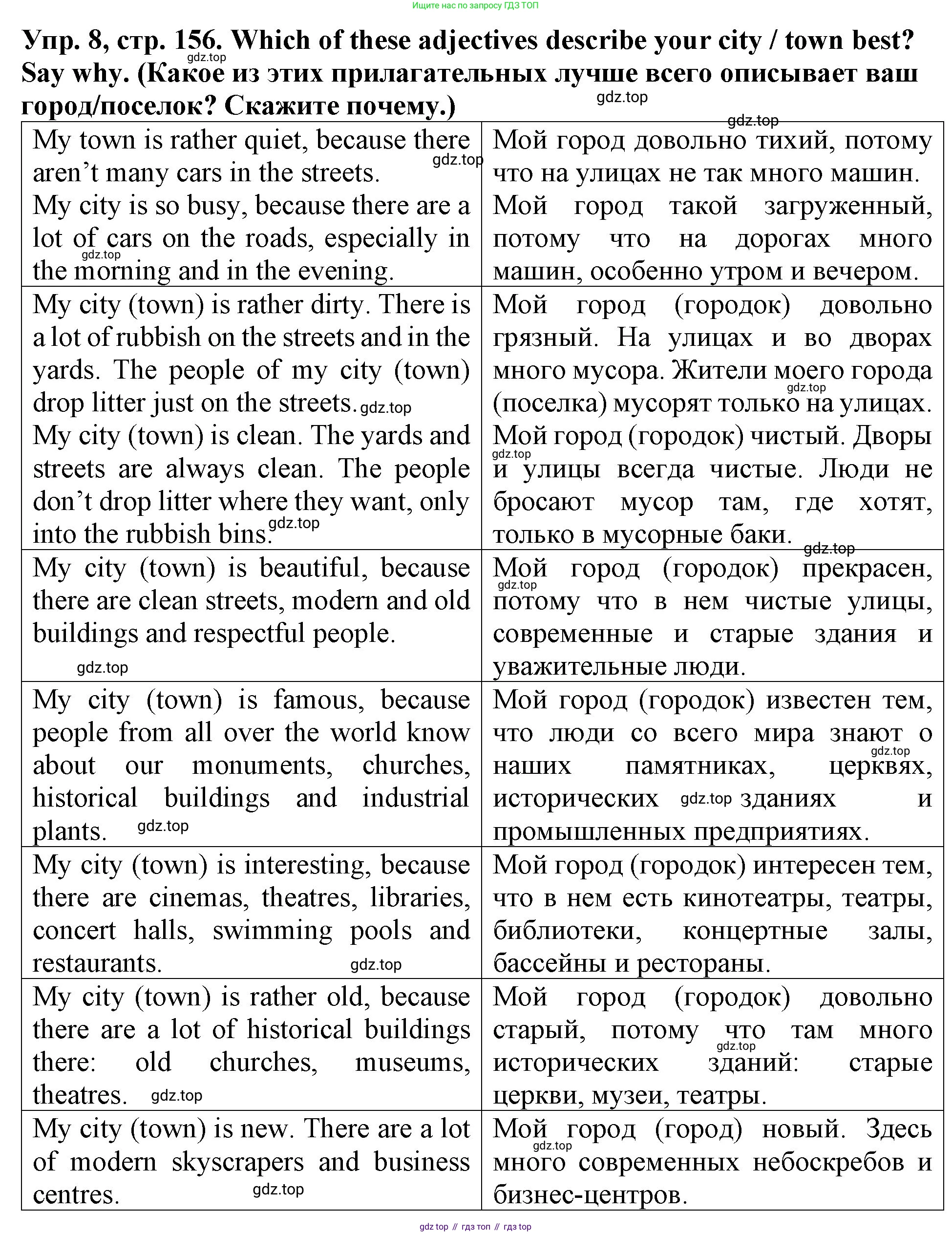 ГДЗ Английский язык (english), 4 класс Учебник (Student's book), авторы: Верещагина Ирина Николаевна (Vereshchagina Irina), Афанасьева Ольга Васильевна (Afanasyeva Olga), издательство Просвещение, Москва, 2023, серого цвета, Часть ( Part) 1, страница 156, номер 8, Решение 2