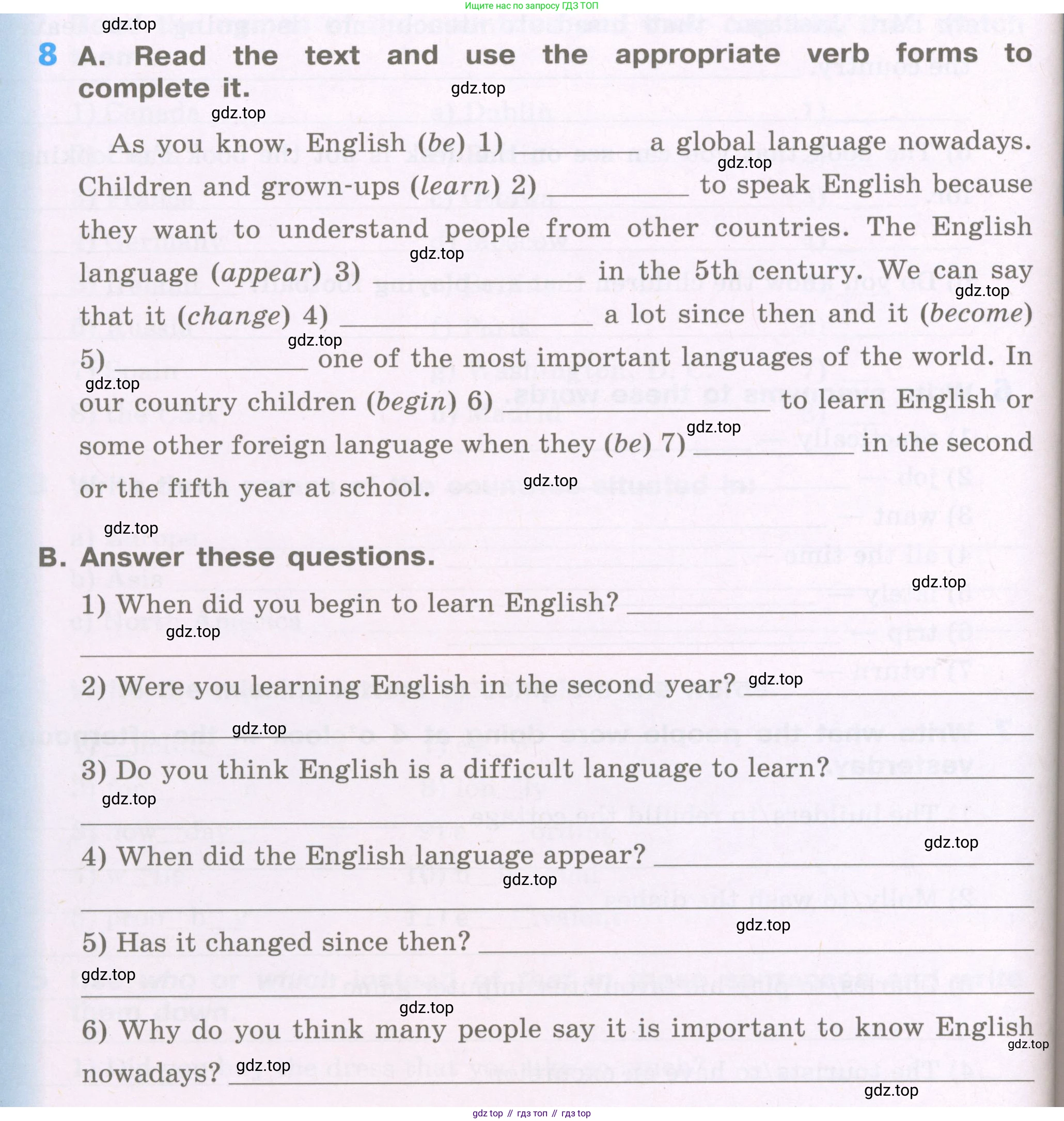 Английский язык (english), 5 класс рабочая тетрадь (activity book), авторы: Афанасьева Ольга Васильевна (Afanasyeva Olga), Михеева Ирина Владимировна (Mikheeva Irina), Баранова Ксения Михайловна (Baranova Ksenia), издательство Просвещение, Москва, 2023, зелёного цвета, Part 1, страница 30, номер 8, Условие