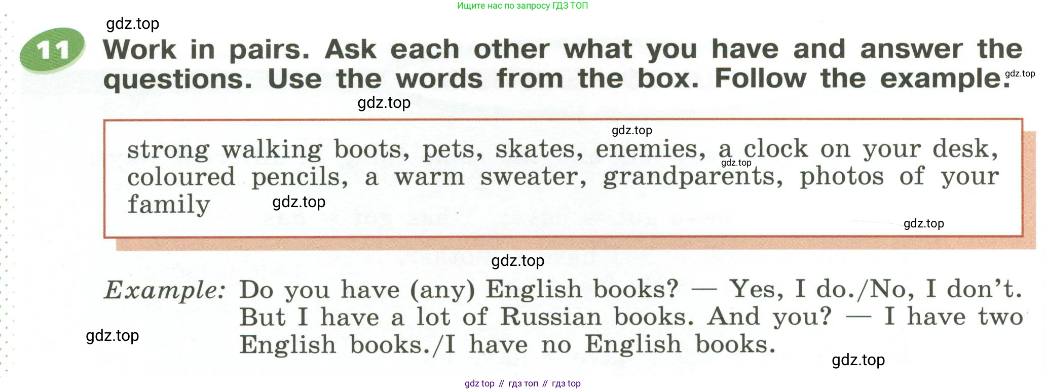 Английский язык (english), 5 класс Учебник (Student's book), авторы: Афанасьева Ольга Васильевна (Afanasyeva Olga), Михеева Ирина Владимировна (Mikheeva Irina), Баранова Ксения Михайловна (Baranova Ksenia), издательство Просвещение, Москва, 2023, зелёного цвета, Часть ( Part) 1, страница 10, номер 11, Условие