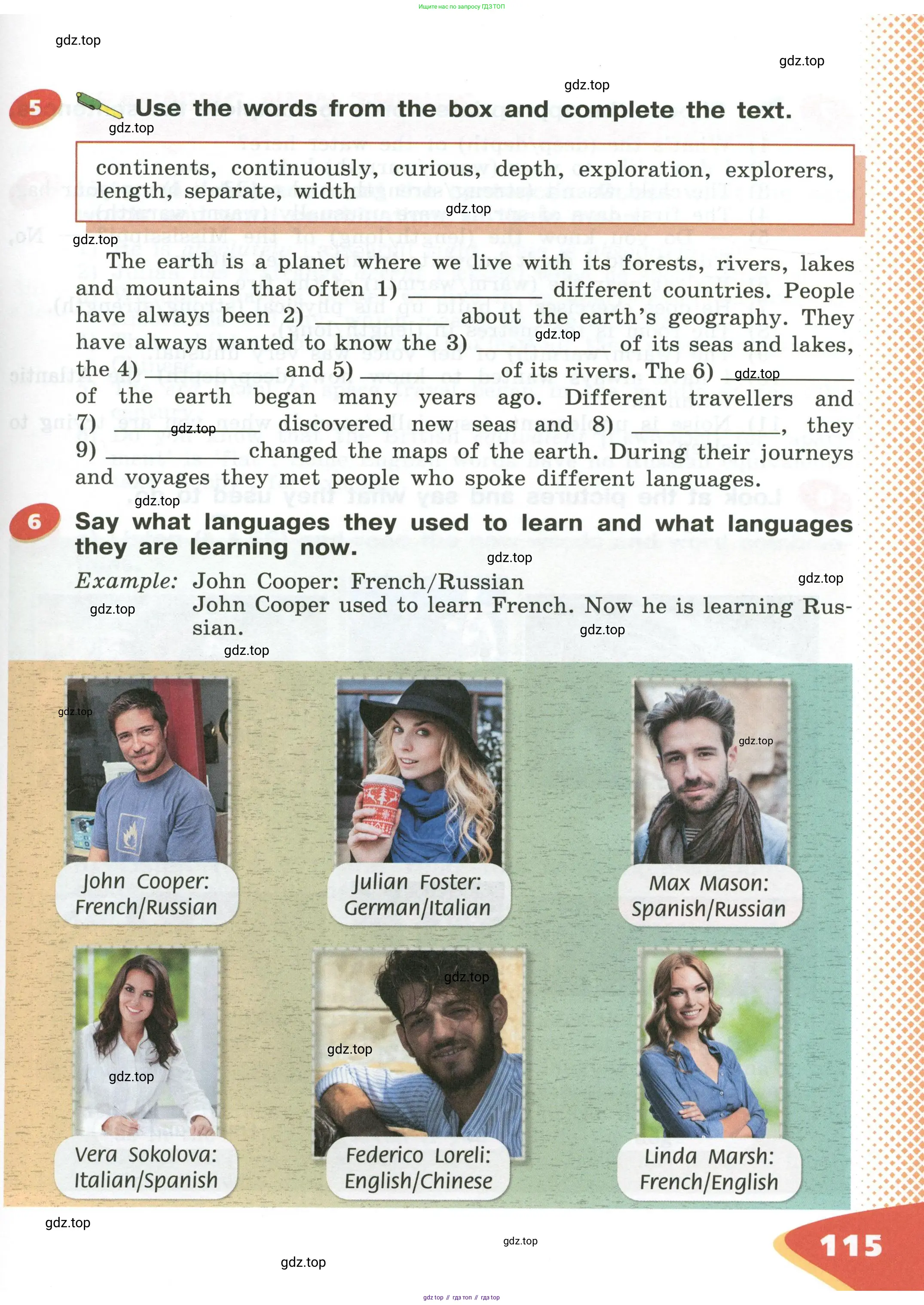 Английский язык (english), 5 класс Учебник (Student's book), авторы: Афанасьева Ольга Васильевна (Afanasyeva Olga), Михеева Ирина Владимировна (Mikheeva Irina), Баранова Ксения Михайловна (Baranova Ksenia), издательство Просвещение, Москва, 2023, зелёного цвета, Часть ( Part) 1, страница 115