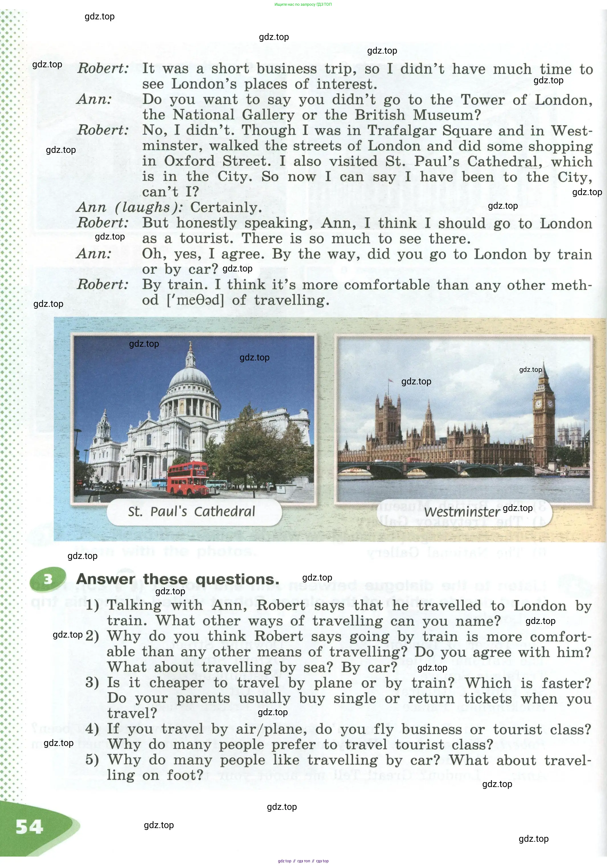 Английский язык (english), 5 класс Учебник (Student's book), авторы: Афанасьева Ольга Васильевна (Afanasyeva Olga), Михеева Ирина Владимировна (Mikheeva Irina), Баранова Ксения Михайловна (Baranova Ksenia), издательство Просвещение, Москва, 2023, зелёного цвета, Часть ( Part) 1, страница 54