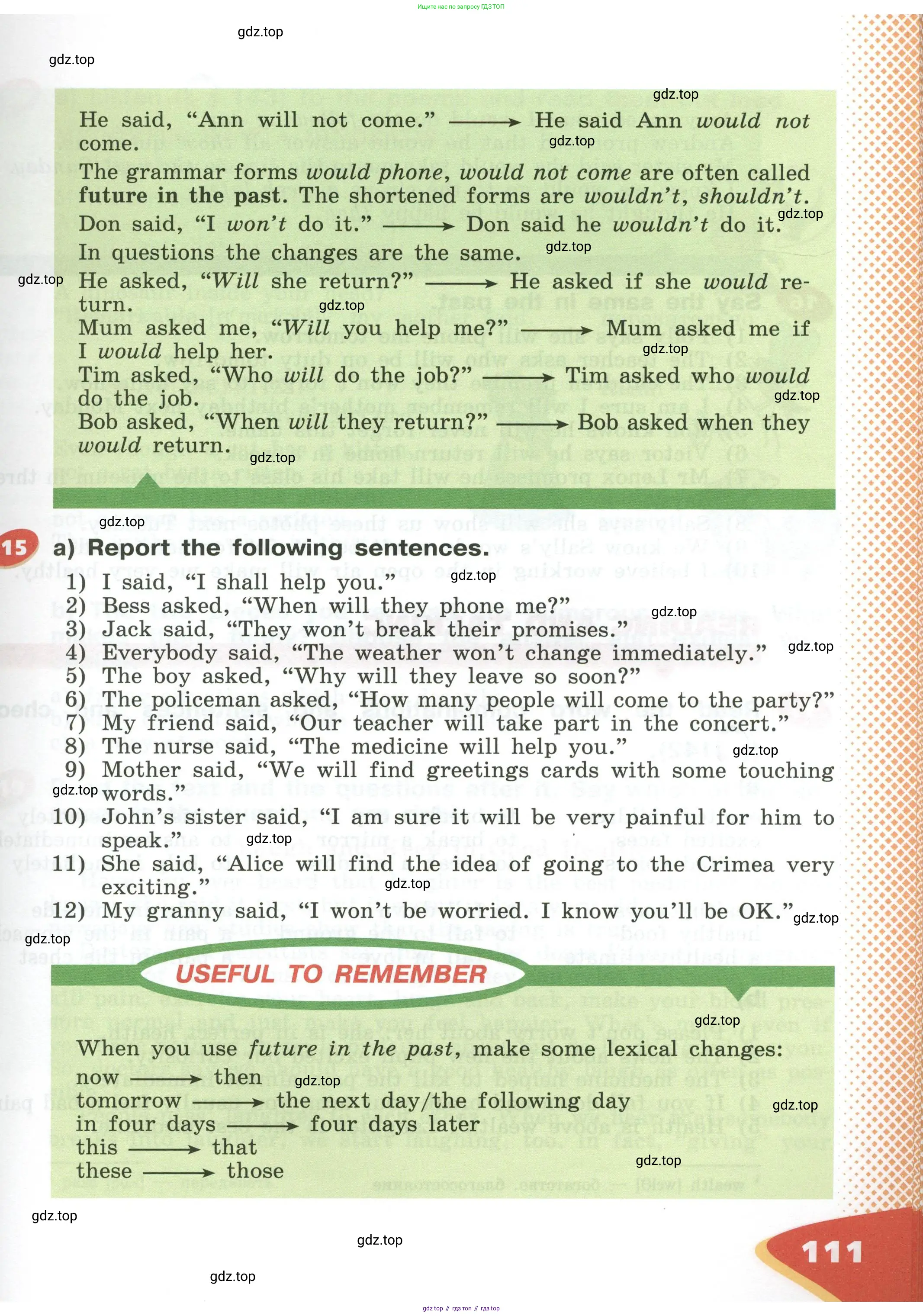 Английский язык (english), 5 класс Учебник (Student's book), авторы: Афанасьева Ольга Васильевна (Afanasyeva Olga), Михеева Ирина Владимировна (Mikheeva Irina), Баранова Ксения Михайловна (Baranova Ksenia), издательство Просвещение, Москва, 2023, зелёного цвета, Часть ( Part) 1, страница 111