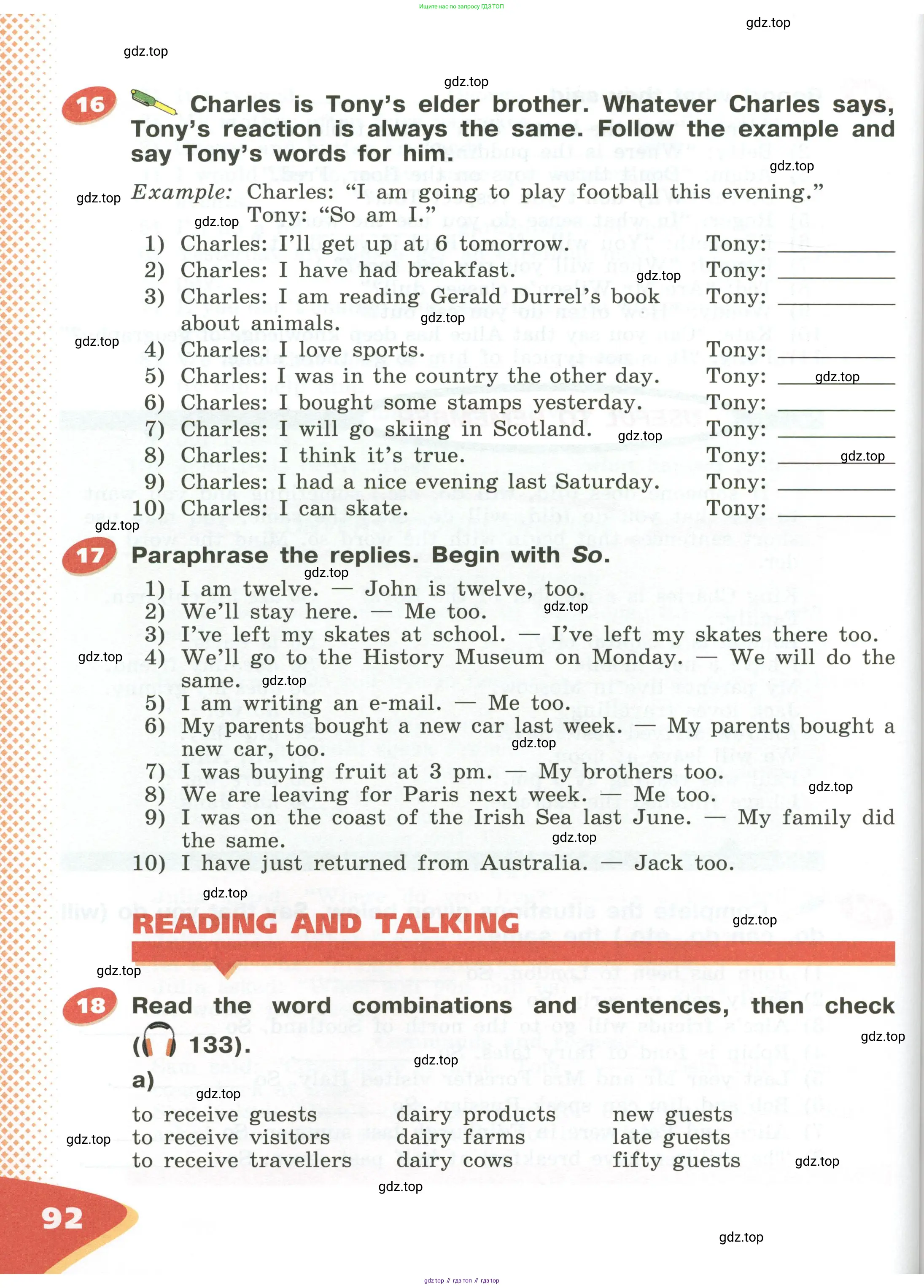 Английский язык (english), 5 класс Учебник (Student's book), авторы: Афанасьева Ольга Васильевна (Afanasyeva Olga), Михеева Ирина Владимировна (Mikheeva Irina), Баранова Ксения Михайловна (Baranova Ksenia), издательство Просвещение, Москва, 2023, зелёного цвета, Часть ( Part) 1, страница 92