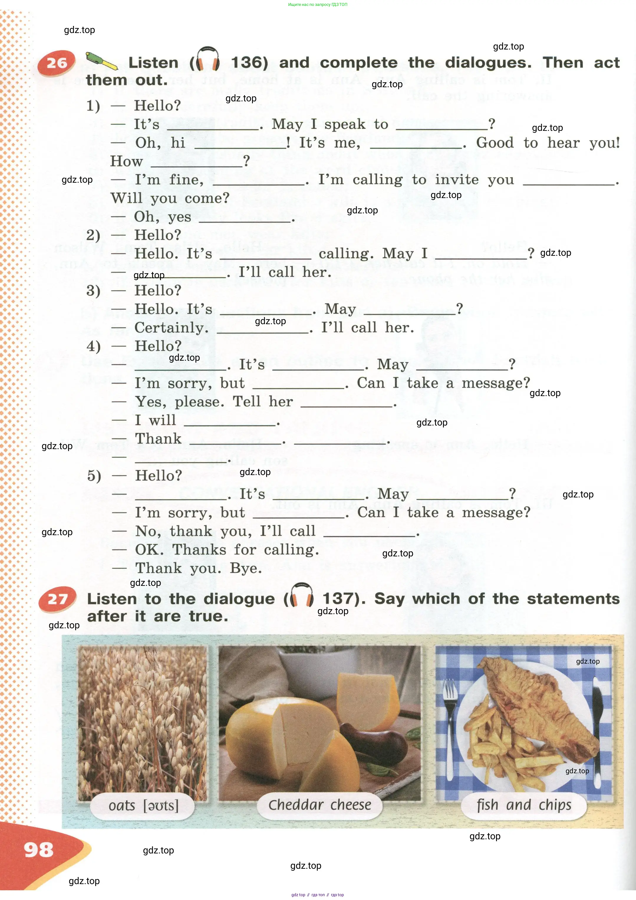 Английский язык (english), 5 класс Учебник (Student's book), авторы: Афанасьева Ольга Васильевна (Afanasyeva Olga), Михеева Ирина Владимировна (Mikheeva Irina), Баранова Ксения Михайловна (Baranova Ksenia), издательство Просвещение, Москва, 2023, зелёного цвета, Часть ( Part) 2, страница 98