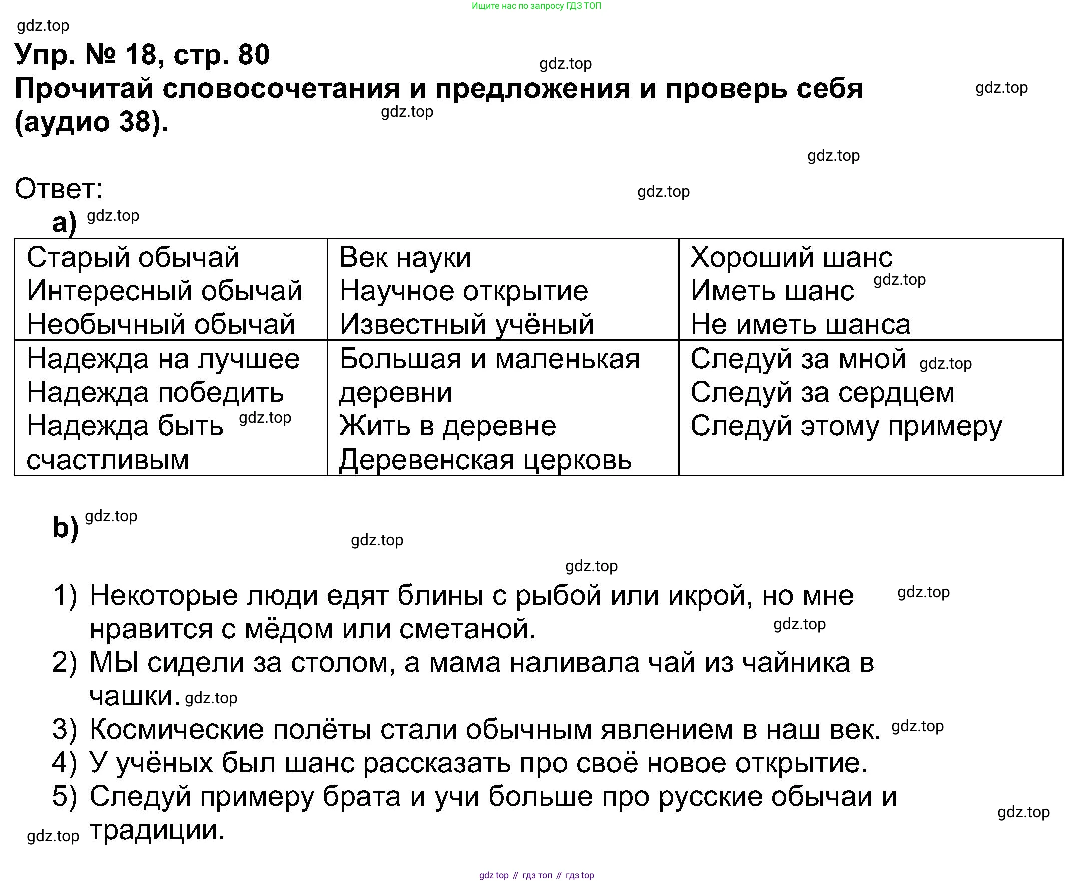 Английский язык (english), 5 класс Учебник (Student's book), авторы: Афанасьева Ольга Васильевна (Afanasyeva Olga), Михеева Ирина Владимировна (Mikheeva Irina), Баранова Ксения Михайловна (Baranova Ksenia), издательство Просвещение, Москва, 2023, зелёного цвета, Часть ( Part) 1, страница 80, номер 18, Решение