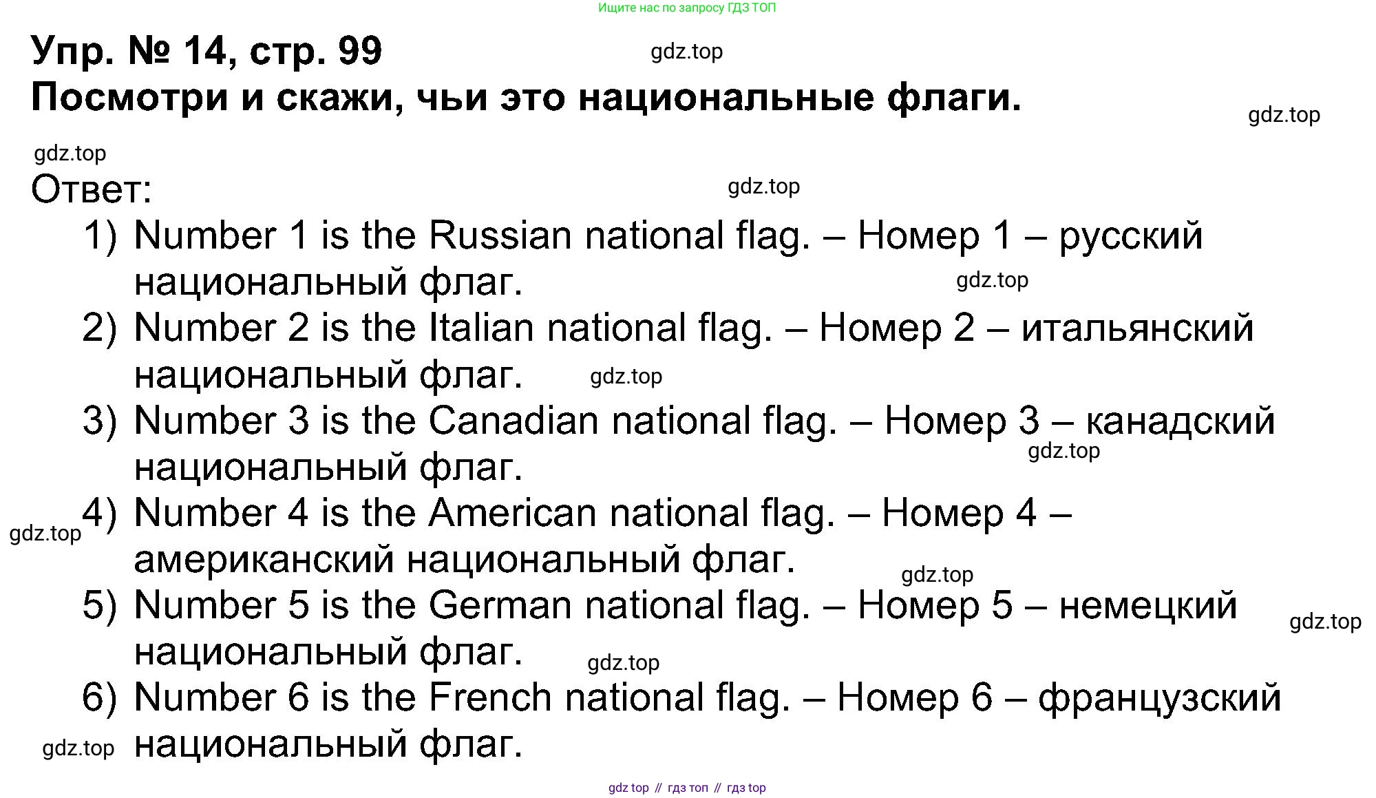 Английский язык (english), 5 класс Учебник (Student's book), авторы: Афанасьева Ольга Васильевна (Afanasyeva Olga), Михеева Ирина Владимировна (Mikheeva Irina), Баранова Ксения Михайловна (Baranova Ksenia), издательство Просвещение, Москва, 2023, зелёного цвета, Часть ( Part) 1, страница 99, номер 14, Решение