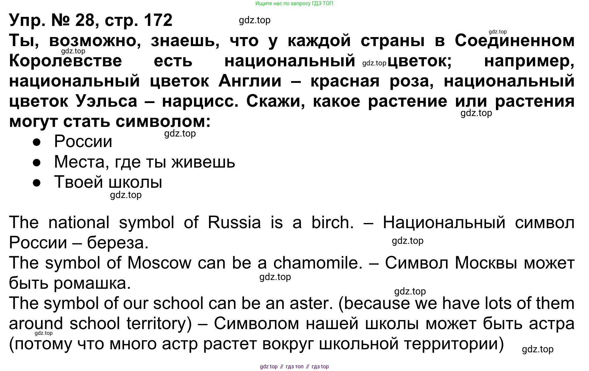 Английский язык (english), 5 класс Учебник (Student's book), авторы: Афанасьева Ольга Васильевна (Afanasyeva Olga), Михеева Ирина Владимировна (Mikheeva Irina), Баранова Ксения Михайловна (Baranova Ksenia), издательство Просвещение, Москва, 2023, зелёного цвета, Часть ( Part) 1, страница 172, номер 28, Решение
