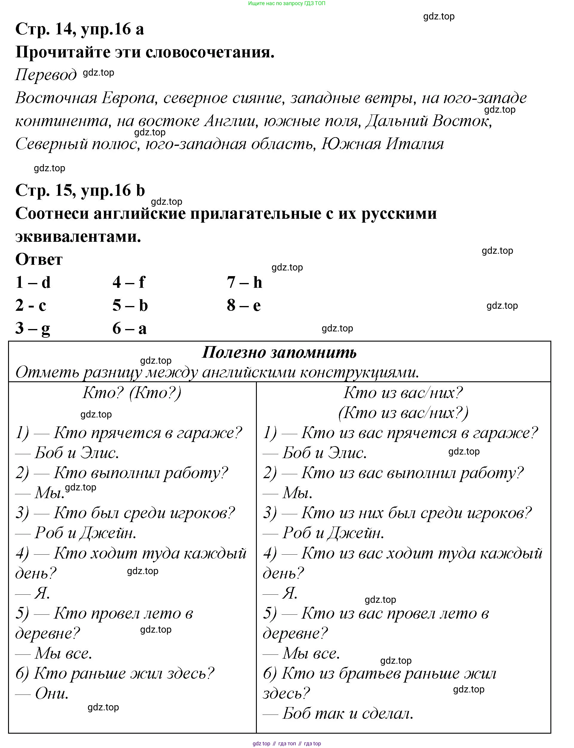 Английский язык (english), 5 класс Учебник (Student's book), авторы: Афанасьева Ольга Васильевна (Afanasyeva Olga), Михеева Ирина Владимировна (Mikheeva Irina), Баранова Ксения Михайловна (Baranova Ksenia), издательство Просвещение, Москва, 2023, зелёного цвета, Часть ( Part) 2, страница 14, номер 16, Решение