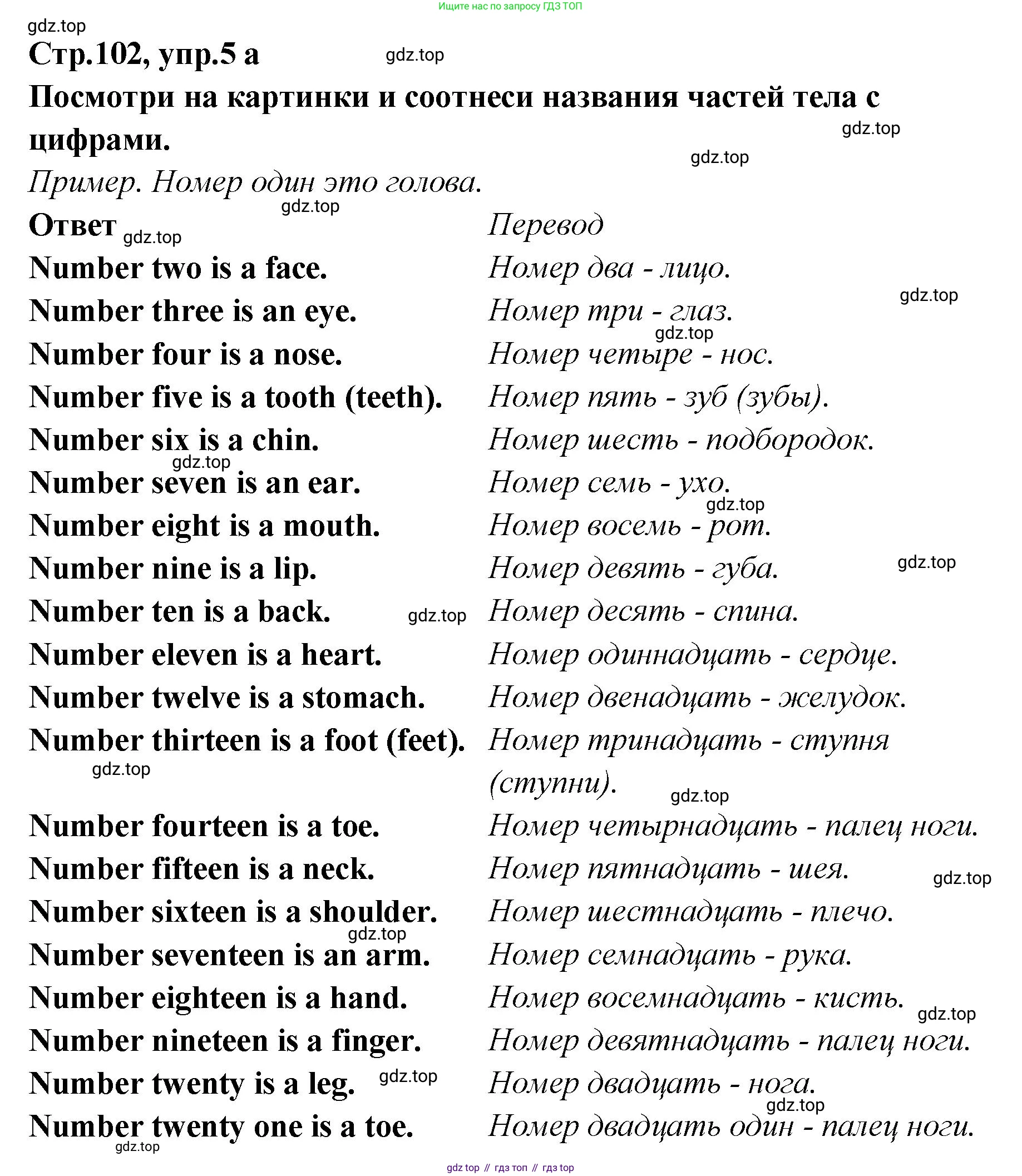 Английский язык (english), 5 класс Учебник (Student's book), авторы: Афанасьева Ольга Васильевна (Afanasyeva Olga), Михеева Ирина Владимировна (Mikheeva Irina), Баранова Ксения Михайловна (Baranova Ksenia), издательство Просвещение, Москва, 2023, зелёного цвета, Часть ( Part) 2, страница 102, номер 5, Решение