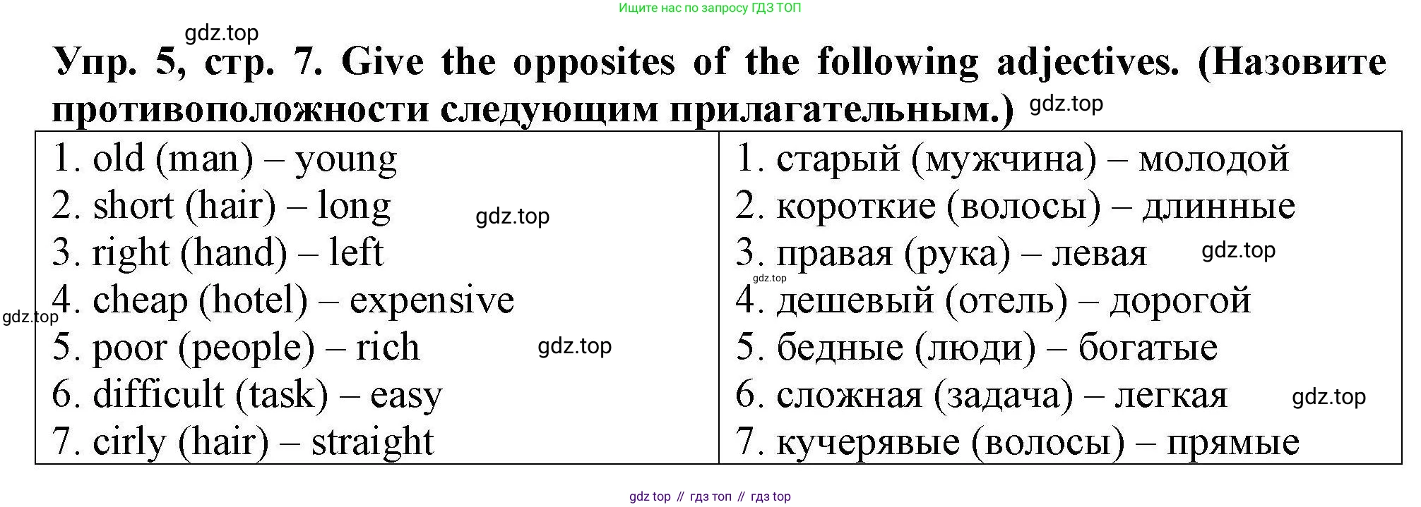 Английский язык (english), 5 класс Тренировочные упражнения в формате ОГЭ (ГИА), авторы: Комиссаров Константин Вячеславович, Кирдяева Ольга Ивановна, издательство Просвещение, Москва, 2023, белого цвета, страница 7, номер 5, Решение