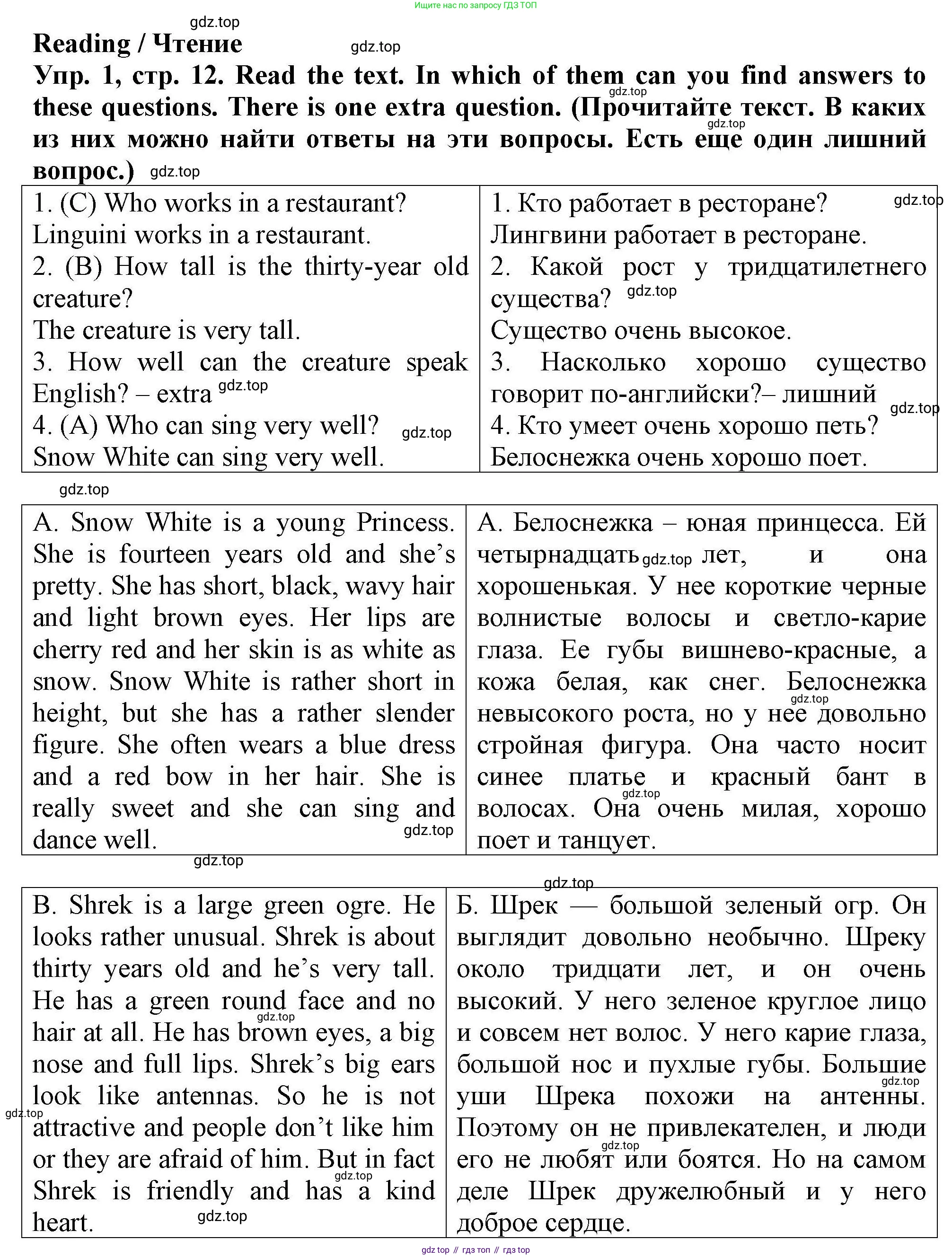 Английский язык (english), 5 класс Тренировочные упражнения в формате ОГЭ (ГИА), авторы: Комиссаров Константин Вячеславович, Кирдяева Ольга Ивановна, издательство Просвещение, Москва, 2023, белого цвета, страница 12, номер 1, Решение