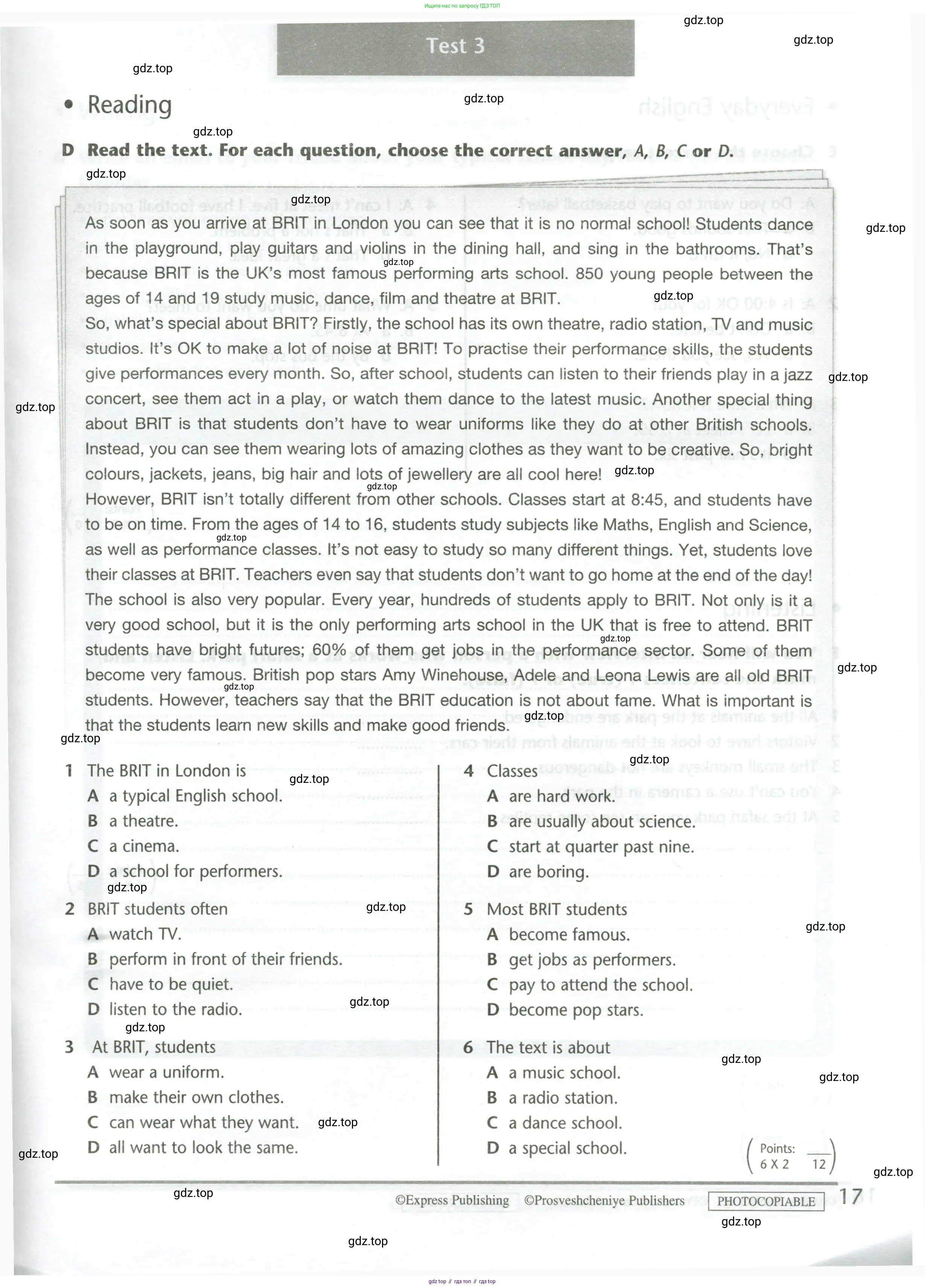 ГДЗ Английский язык (english), 5 класс контрольные задания (test booklet), авторы: Баранова Ксения Михайловна (Baranova Ksenia), Дули Дженни (Dooley Jenny), Копылова Виктория Викторовна (Kopylova Victoria), Мильруд Радислав Петрович (Millrood Radislav), Эванс Вирджиния (Evans Virginia), издательство Просвещение, Москва, 2023, серого цвета, страница 17