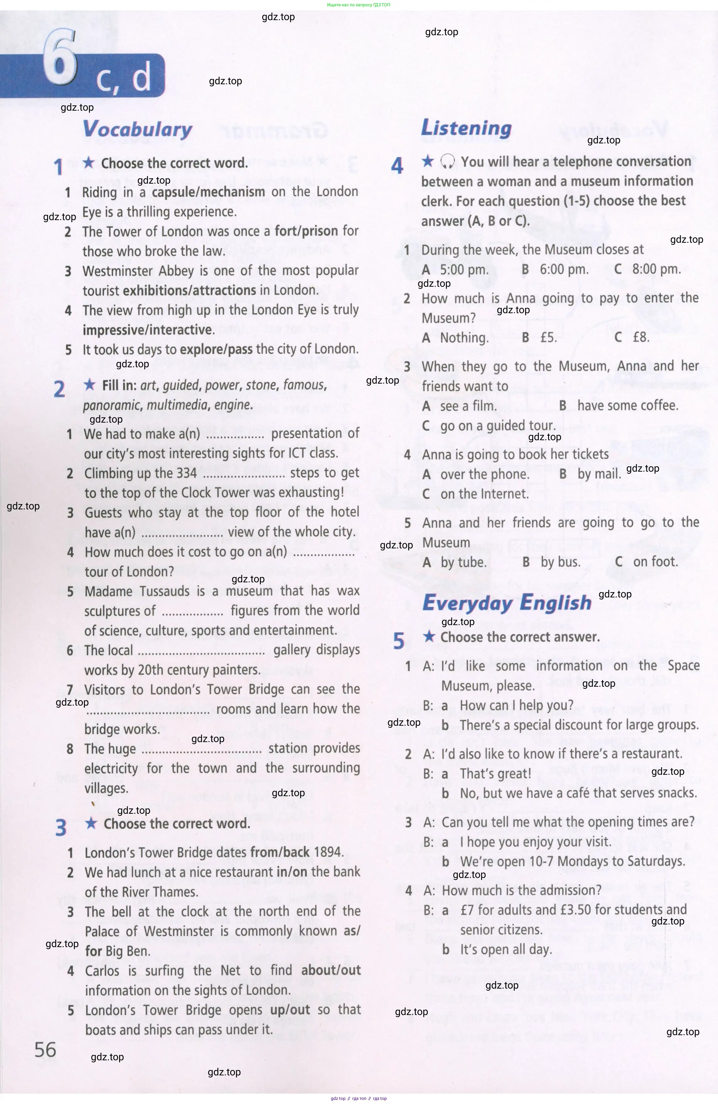 ГДЗ Английский язык (english), 5 класс Рабочая тетрадь (workbook), авторы: Баранова Ксения Михайловна (Baranova Ksenia), Дули Дженни (Dooley Jenny), Копылова Виктория Викторовна (Kopylova Victoria), Мильруд Радислав Петрович (Millrood Radislav), Эванс Вирджиния (Evans Virginia), издательство Просвещение, Москва, 2023, белого цвета, страница 56