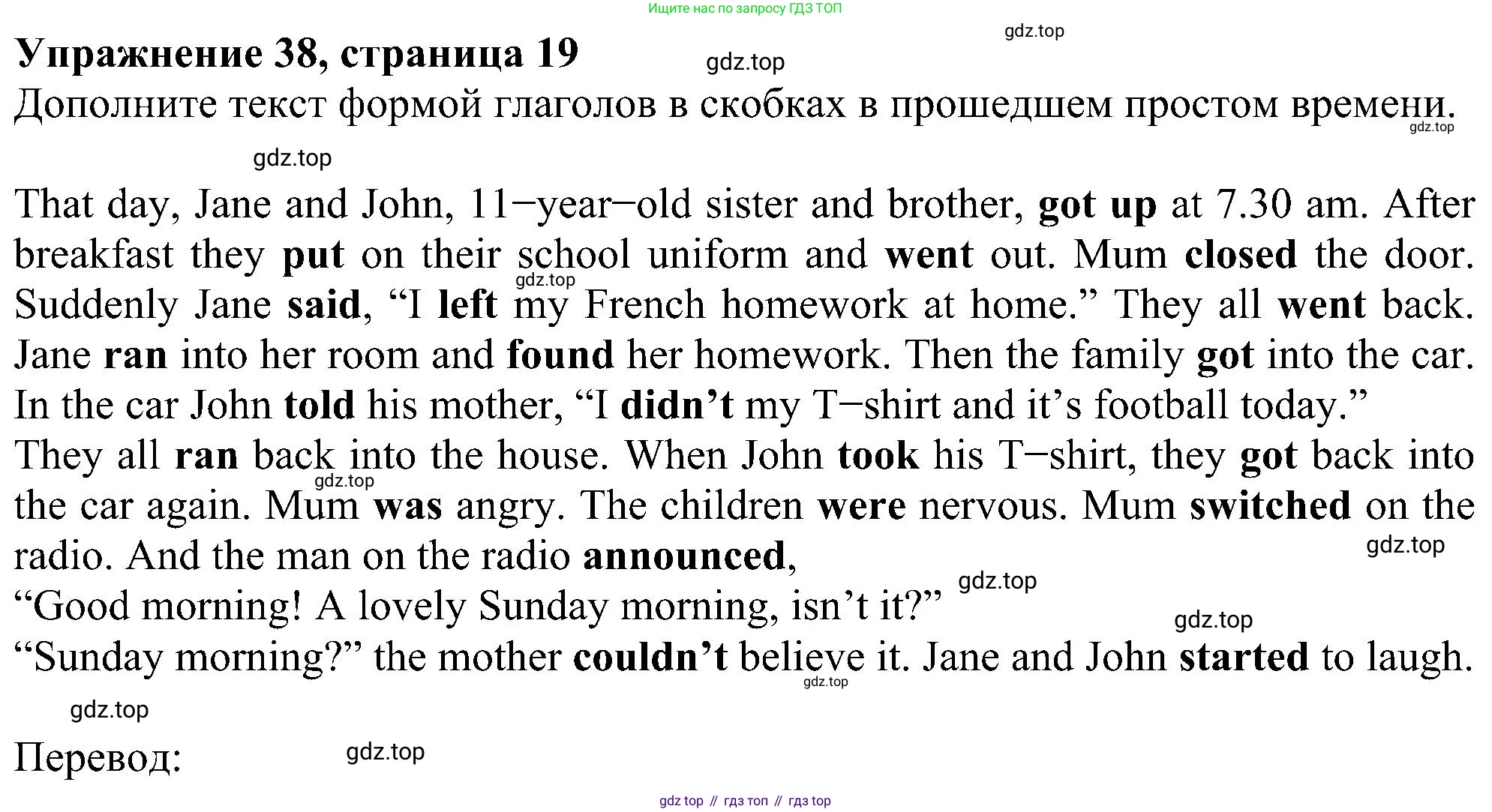 Английский язык (english), 5 класс рабочая тетрадь с контрольными работами (workbook + tests), авторы: Биболетова Мерем Забатовна, Денисенко Ольга Анатольевна, Трубанева Наталия Николаевна, издательство Просвещение, Москва, 2023, страница 19, номер 38, Решение