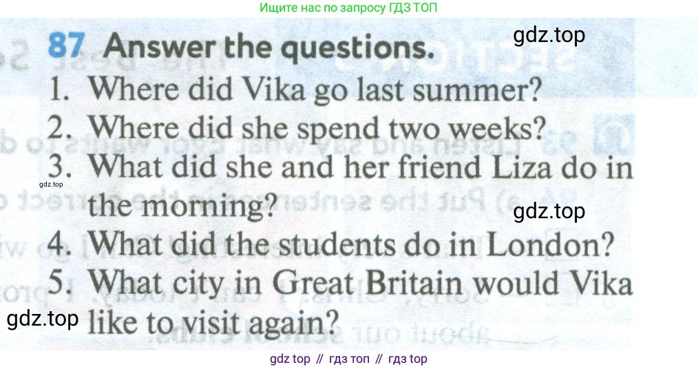 Английский язык (english), 5 класс Учебник (Student's book), авторы: Биболетова Мерем Забатовна, Денисенко Ольга Анатольевна, Трубанева Наталия Николаевна, издательство Просвещение, Москва, 2023, страница 29, номер 87, Условие
