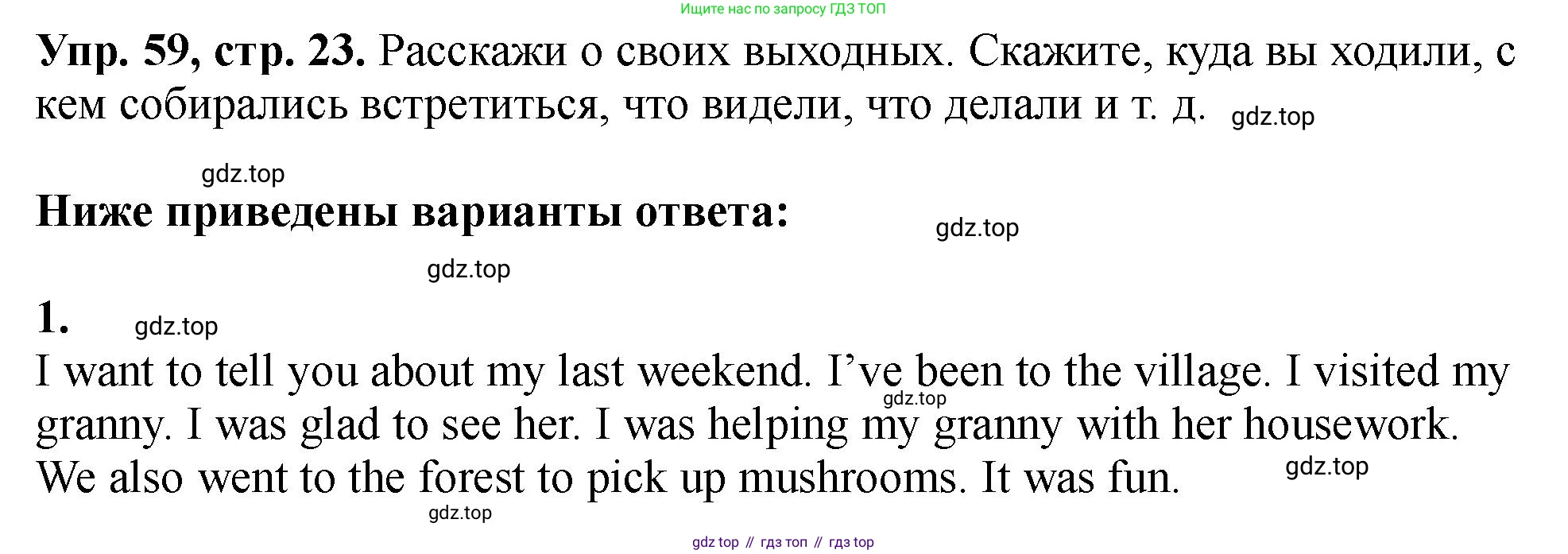 Английский язык (english), 5 класс Учебник (Student's book), авторы: Биболетова Мерем Забатовна, Денисенко Ольга Анатольевна, Трубанева Наталия Николаевна, издательство Просвещение, Москва, 2023, страница 23, номер 59, Решение