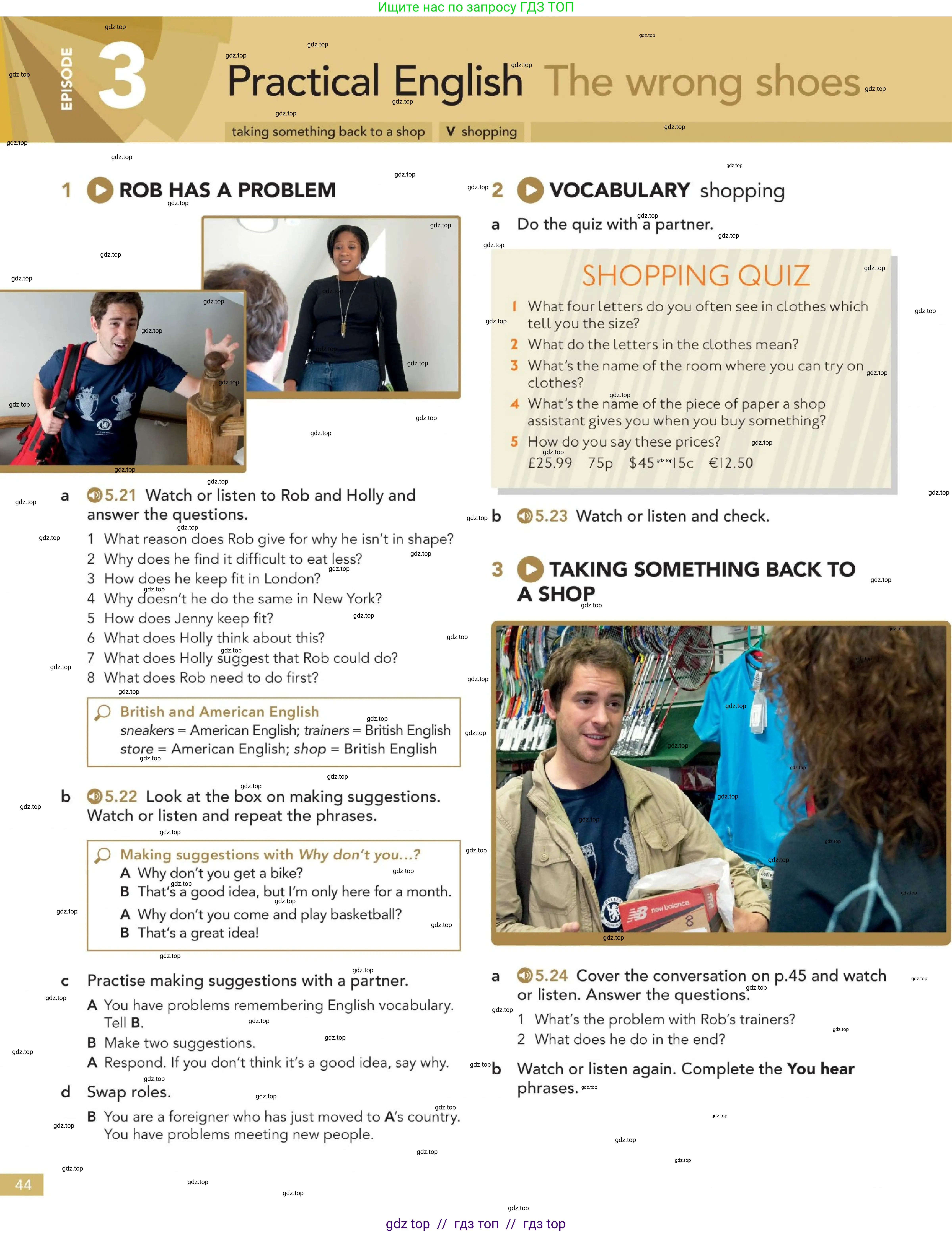 Английский язык (english), 5-11 класс Учебник (Student's book), авторы: Latham-Koenig Christina, Oxenden Clive, Lambert Jerry, издательство Oxford University Press, Москва, белого цвета, страница 44