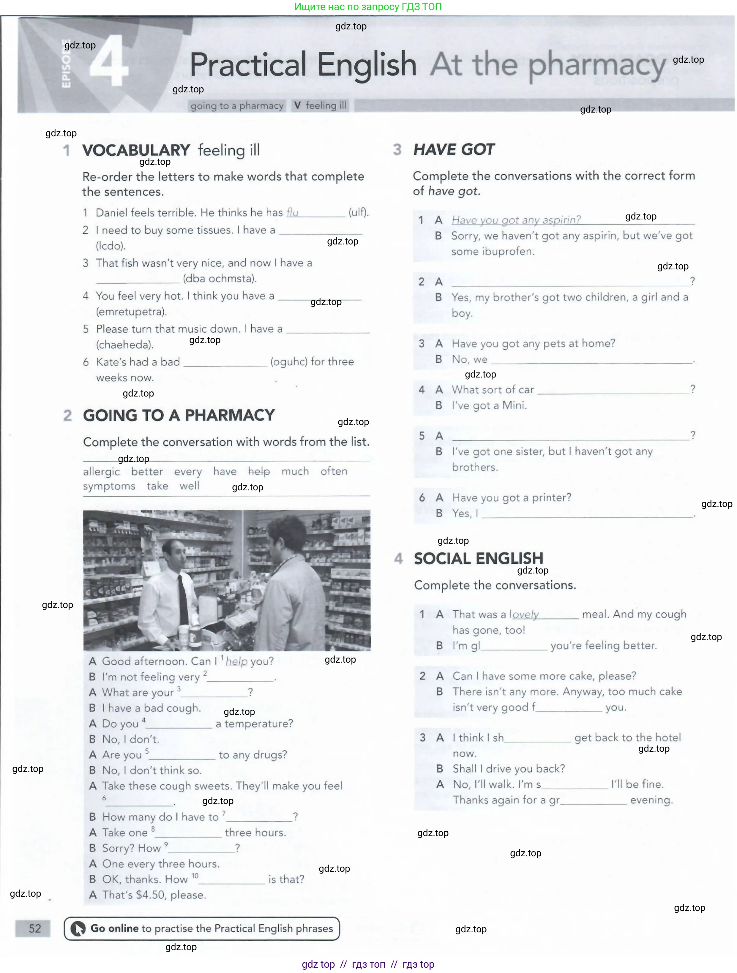 Английский язык (english), 5-11 класс Рабочая тетрадь (workbook), авторы: Latham-Koenig Christina, Oxenden Clive, Lambert Jerry, Seligson Paul, Duckworth Michael, издательство Oxford University Press, Москва, 2019, страница 52