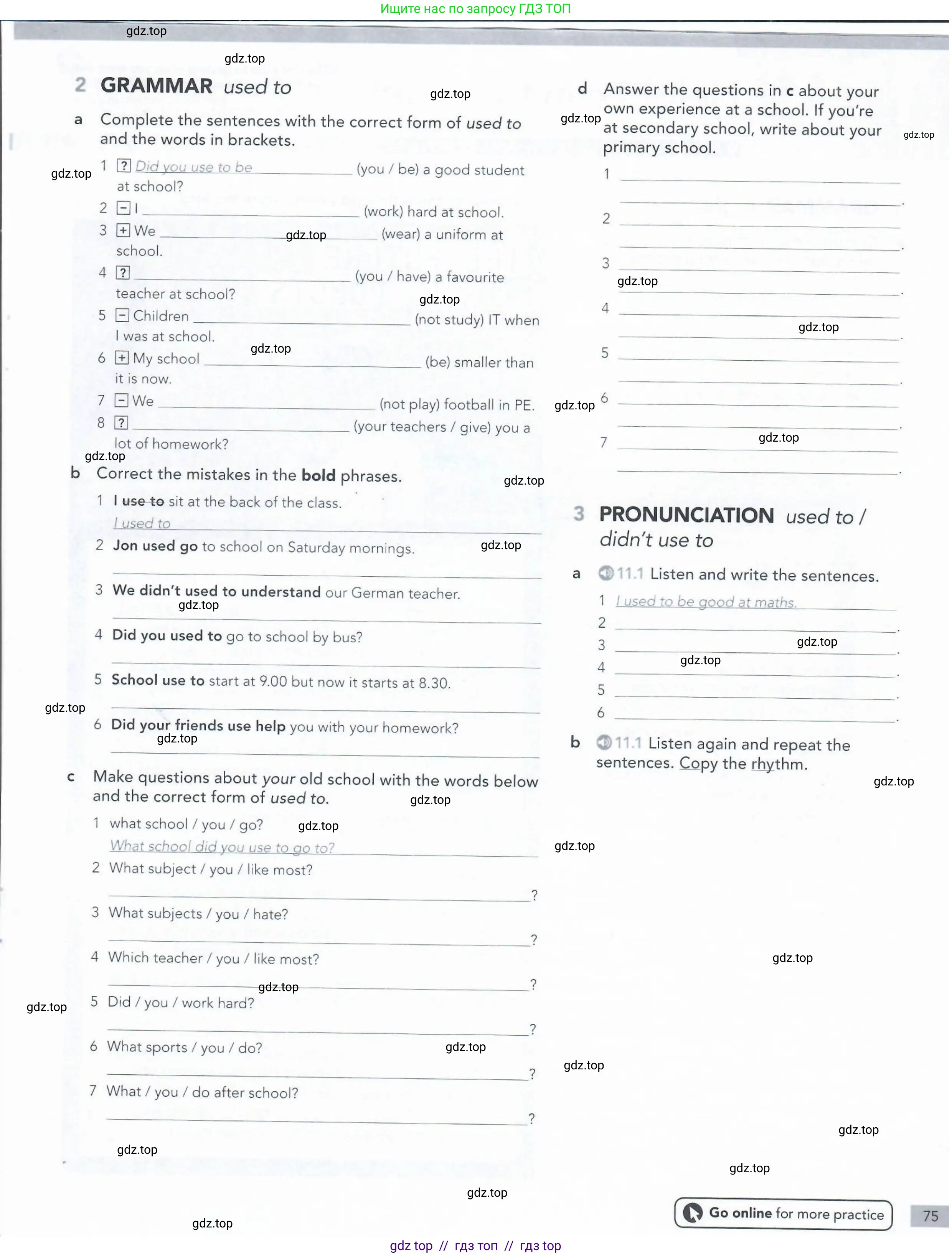 Английский язык (english), 5-11 класс Рабочая тетрадь (workbook), авторы: Latham-Koenig Christina, Oxenden Clive, Lambert Jerry, Seligson Paul, Duckworth Michael, издательство Oxford University Press, Москва, 2019, страница 75