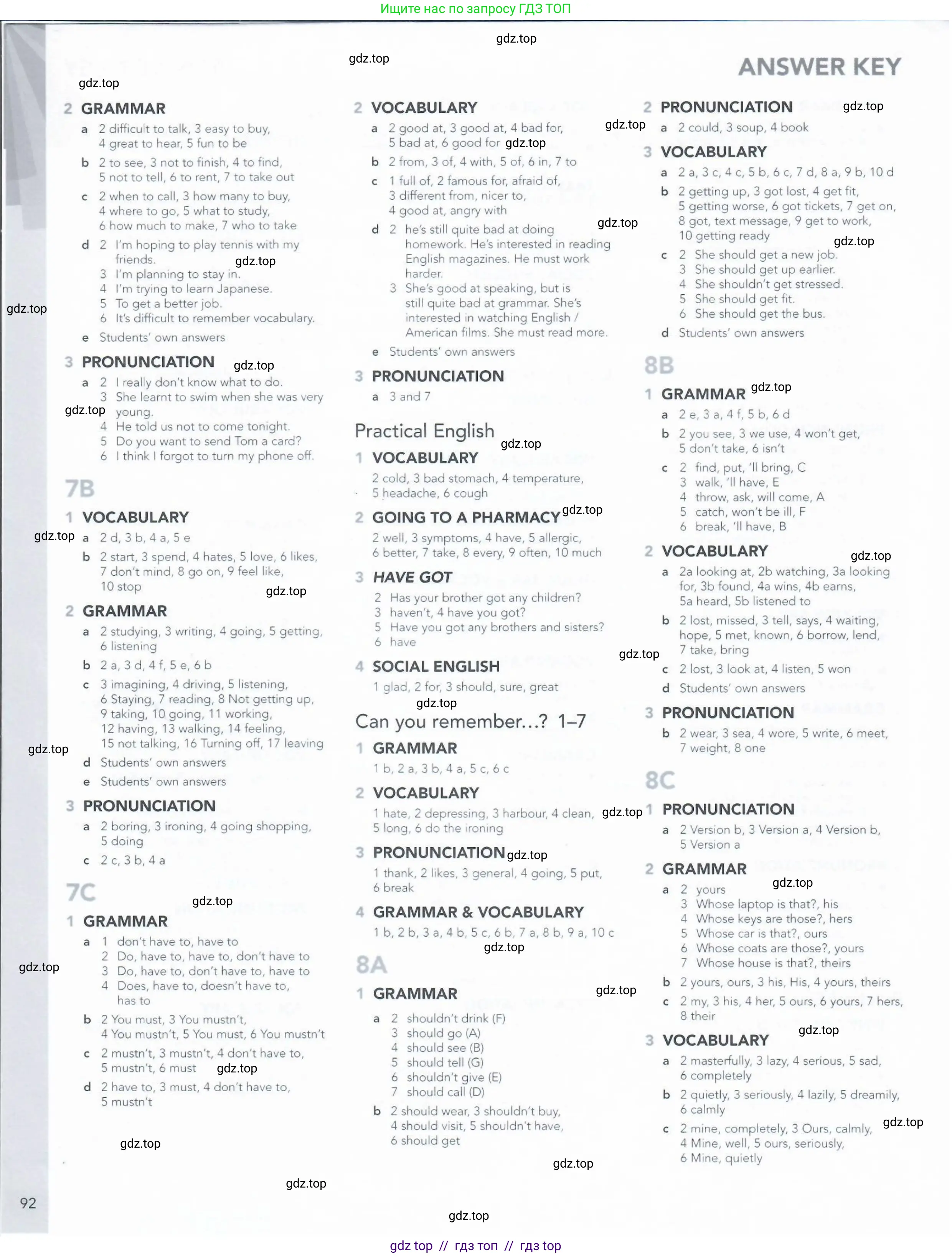 Английский язык (english), 5-11 класс Рабочая тетрадь (workbook), авторы: Latham-Koenig Christina, Oxenden Clive, Lambert Jerry, Seligson Paul, Duckworth Michael, издательство Oxford University Press, Москва, 2019, страница 92