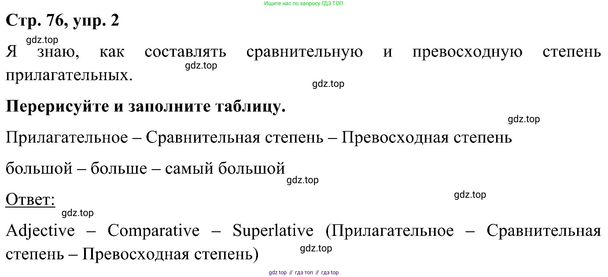 ГДЗ Английский язык (english), 5 класс Учебник (Student's book), авторы: Комарова Юлия Александровна, Ларионова Ирина Владимировна, издательство Русское слово, Москва, 2021, розового цвета, страница 76, номер 2, Решение