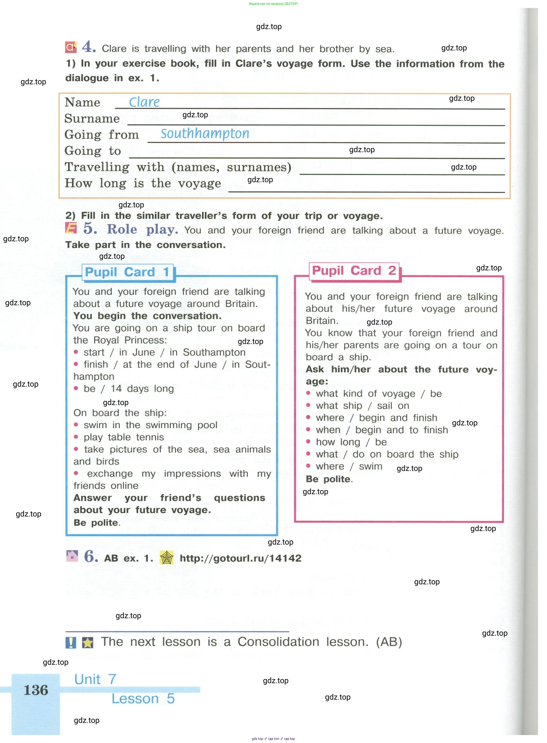 Английский язык (english), 5 класс Учебник (Student's book), авторы: Кузовлев Владимир Петрович (Kuzovlev Vladimir), Лапа Наталья Михайловна, Костина Ирина Павловна, Дуванова Ольга Викторовна, Кузнецова Елена Вячеславовна, издательство Просвещение, Москва, 2023, страница 136