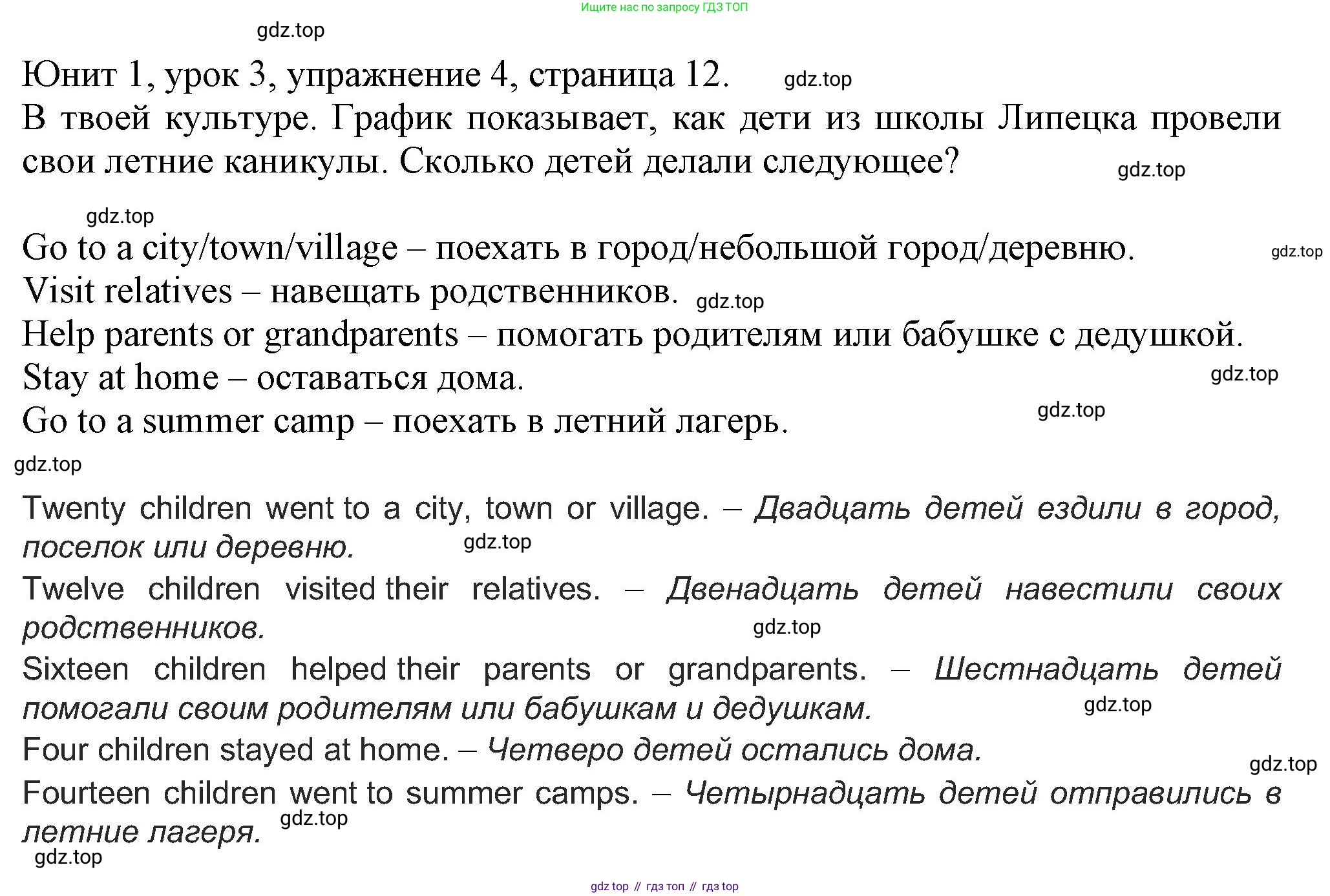 Английский язык (english), 5 класс Учебник (Student's book), авторы: Кузовлев Владимир Петрович (Kuzovlev Vladimir), Лапа Наталья Михайловна, Костина Ирина Павловна, Дуванова Ольга Викторовна, Кузнецова Елена Вячеславовна, издательство Просвещение, Москва, 2023, страница 12, номер 4, Решение