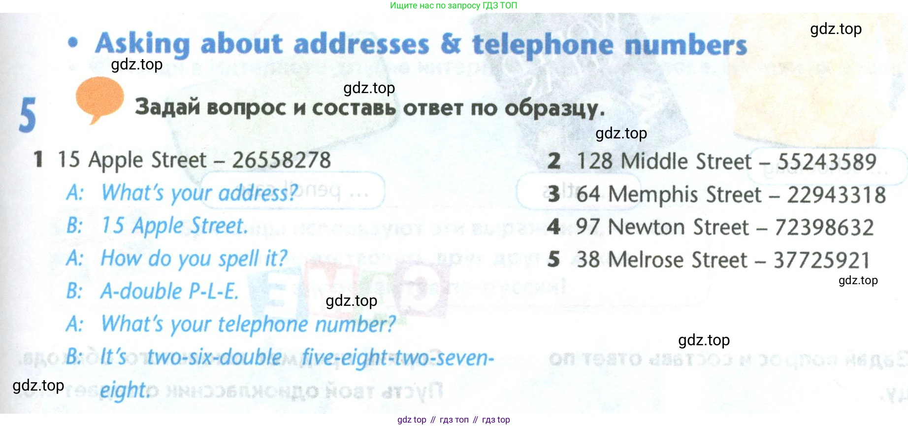 Английский язык (english), 5 класс Учебник (Student's book), авторы: Маневич Екатерина Гарьевна (Manevich Yekaterina), Полякова Анна Александровна (Polyakova Anna), Дули Дженни (Dooley Jenny), Эванс Вирджиния (Evans Virginia), издательство Просвещение, Москва, 2023, голубого цвета, страница 41, номер 5, Условие