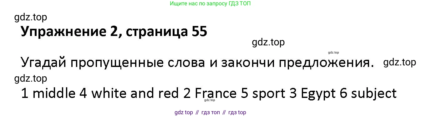 Английский язык (english), 5 класс Учебник (Student's book), авторы: Маневич Екатерина Гарьевна (Manevich Yekaterina), Полякова Анна Александровна (Polyakova Anna), Дули Дженни (Dooley Jenny), Эванс Вирджиния (Evans Virginia), издательство Просвещение, Москва, 2023, голубого цвета, страница 55, номер 2, Решение