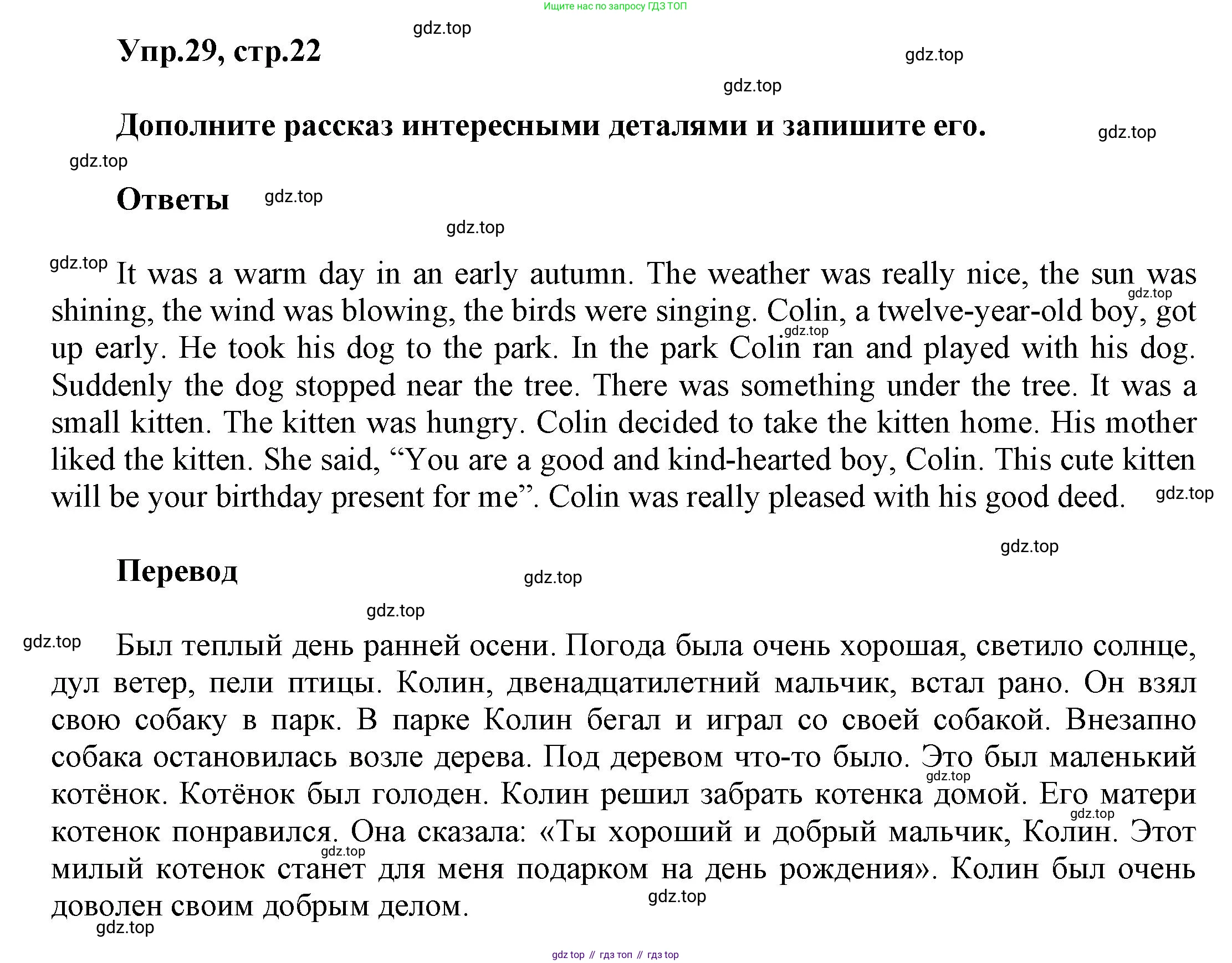 Английский язык (english), 5 класс рабочая тетрадь, авторы: Афанасьева Ольга Васильевна (Afanasyeva Olga), Михеева Ирина Владимировна (Mikheeva Irina), Баранова Ксения Михайловна (Baranova Ksenia), издательство Просвещение, Москва, 2023, страница 22, номер 29, Решение