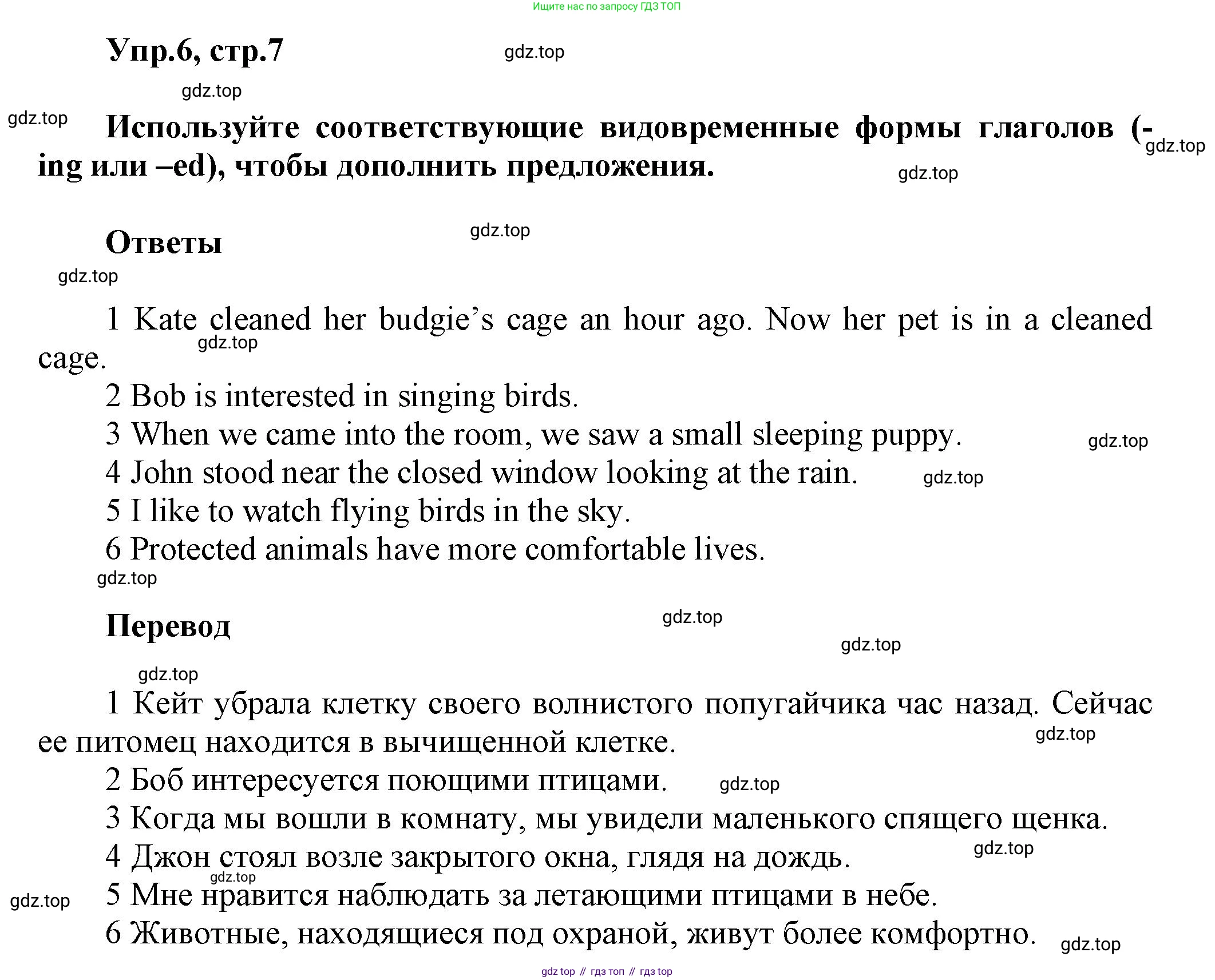 Английский язык (english), 5 класс Учебник, авторы: Афанасьева Ольга Васильевна (Afanasyeva Olga), Михеева Ирина Владимировна (Mikheeva Irina), Баранова Ксения Михайловна (Baranova Ksenia), издательство Просвещение, Москва, 2023, Часть 2, страница 7, номер 6, Решение