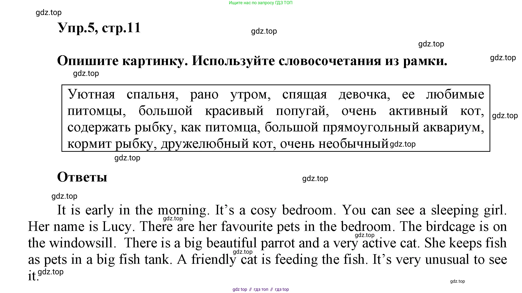 Английский язык (english), 5 класс Учебник, авторы: Афанасьева Ольга Васильевна (Afanasyeva Olga), Михеева Ирина Владимировна (Mikheeva Irina), Баранова Ксения Михайловна (Baranova Ksenia), издательство Просвещение, Москва, 2023, Часть 2, страница 11, номер 5, Решение