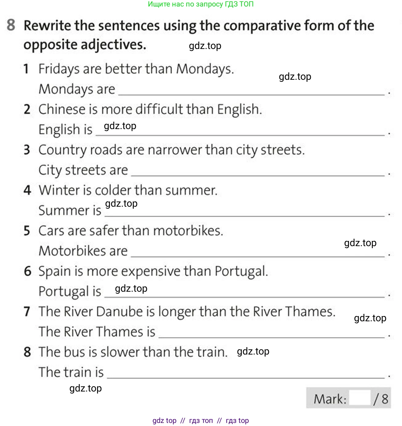 Английский язык (english), 5-7 класс Рабочая тетрадь (workbook), авторы: Фалла Тим (Falla Tim), Дэвис Пауль (A Davies Paul), издательство Oxford University Press, Any, 2017, бирюзового цвета, страница 61, номер 8, Условие