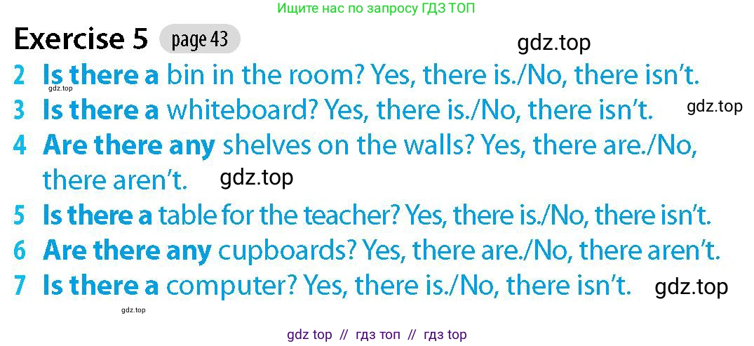 Английский язык (english), 5-7 класс Рабочая тетрадь (workbook), авторы: Фалла Тим (Falla Tim), Дэвис Пауль (A Davies Paul), издательство Oxford University Press, Any, 2017, бирюзового цвета, страница 43, номер 5, Решение (Teacher's Guide)