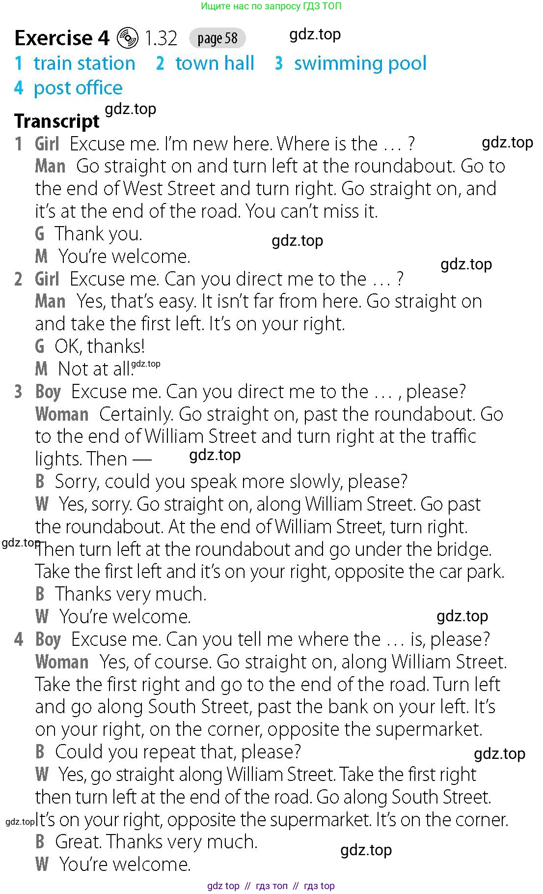 Английский язык (english), 5-7 класс Рабочая тетрадь (workbook), авторы: Фалла Тим (Falla Tim), Дэвис Пауль (A Davies Paul), издательство Oxford University Press, Any, 2017, бирюзового цвета, страница 58, номер 4, Решение (Teacher's Guide)