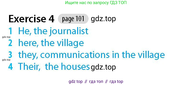 Английский язык (english), 5-7 класс Рабочая тетрадь (workbook), авторы: Фалла Тим (Falla Tim), Дэвис Пауль (A Davies Paul), издательство Oxford University Press, Any, 2017, бирюзового цвета, страница 101, номер 4, Решение (Teacher's Guide)