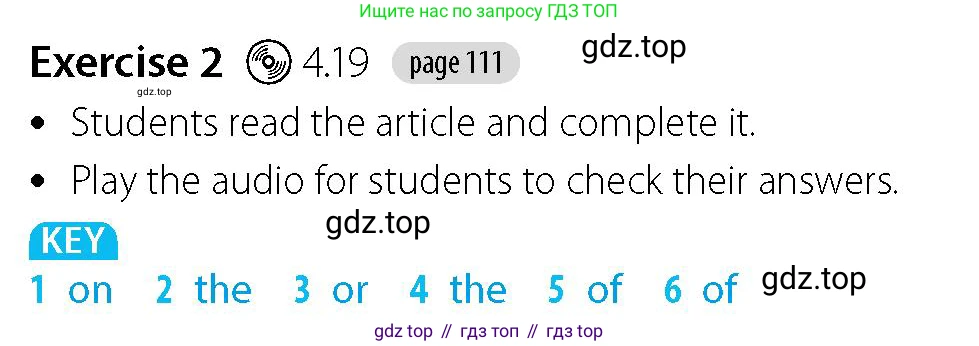 Английский язык (english), 5-7 класс Учебник (Student's book), авторы: Фалла Тим (Falla Tim), Дэвис Пауль (A Davies Paul), издательство Oxford University Press, Any, 2018, белого цвета, страница 111, номер 2, Решение (Teachers Guide)