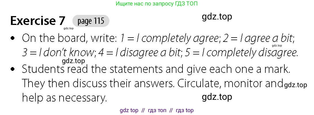 Английский язык (english), 5-7 класс Учебник (Student's book), авторы: Фалла Тим (Falla Tim), Дэвис Пауль (A Davies Paul), издательство Oxford University Press, Any, 2018, белого цвета, страница 115, номер 7, Решение (Teachers Guide)