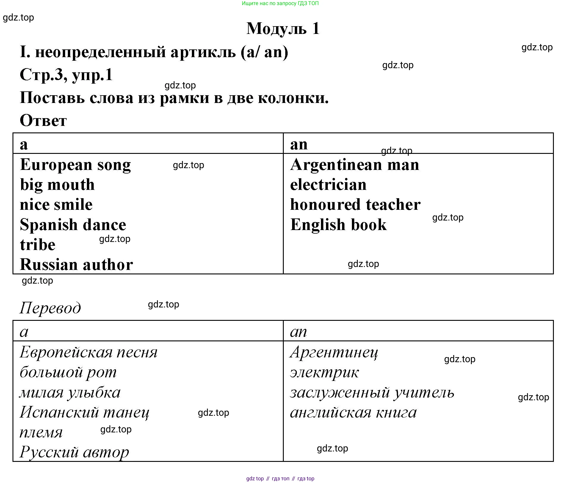 ГДЗ Английский язык (english), 5 класс сборник грамматических упражнений, автор: Смирнов Алексей Валерьевич, издательство Просвещение, Москва, 2023, белого цвета, страница 3, номер 1, Решение 1