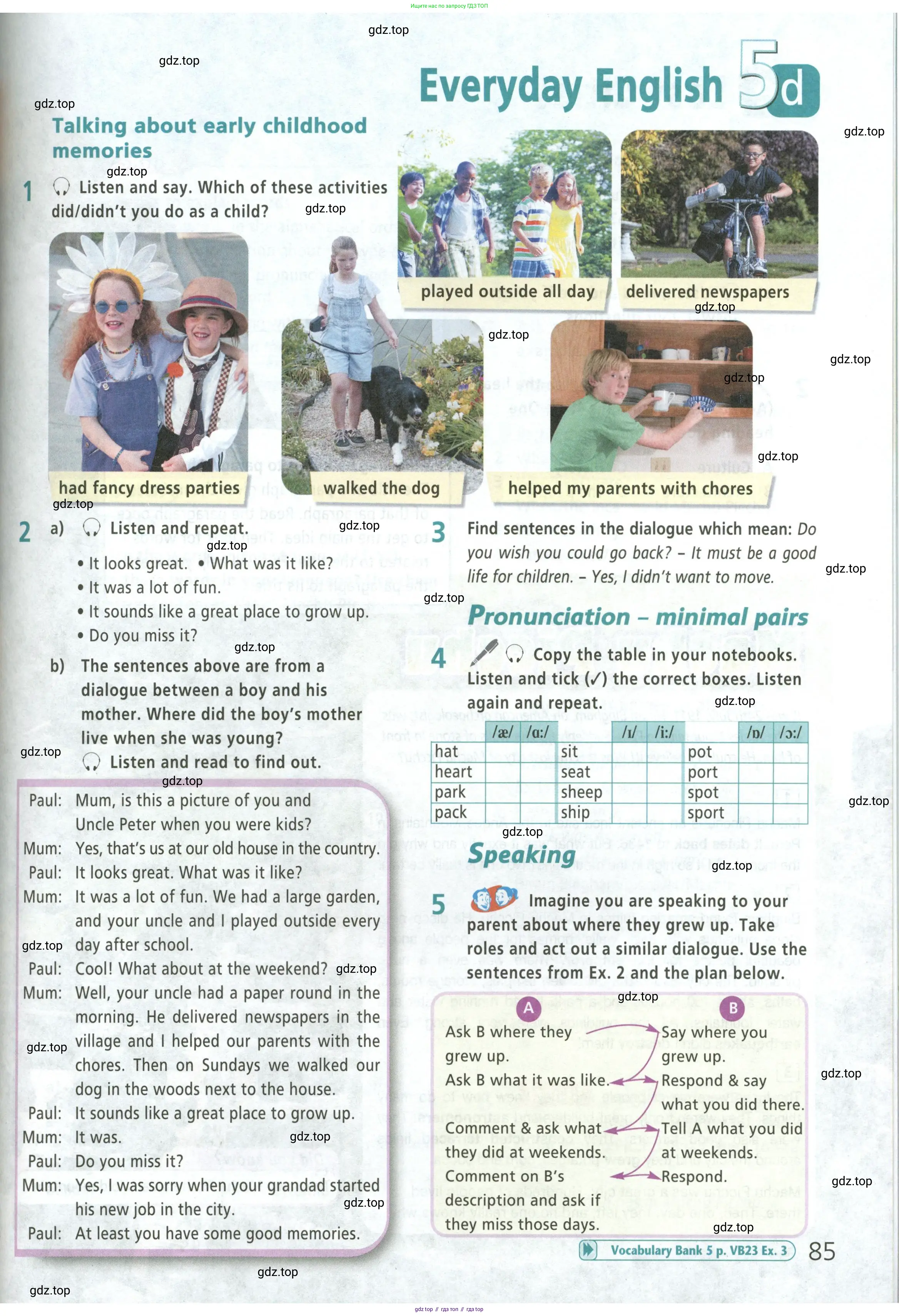 Английский язык (english), 5 класс Учебник (Student's book), авторы: Баранова Ксения Михайловна (Baranova Ksenia), Дули Дженни (Dooley Jenny), Копылова Виктория Викторовна (Kopylova Victoria), Мильруд Радислав Петрович (Millrood Radislav), Эванс Вирджиния (Evans Virginia), издательство Просвещение, Москва, 2023, белого цвета, страница 85