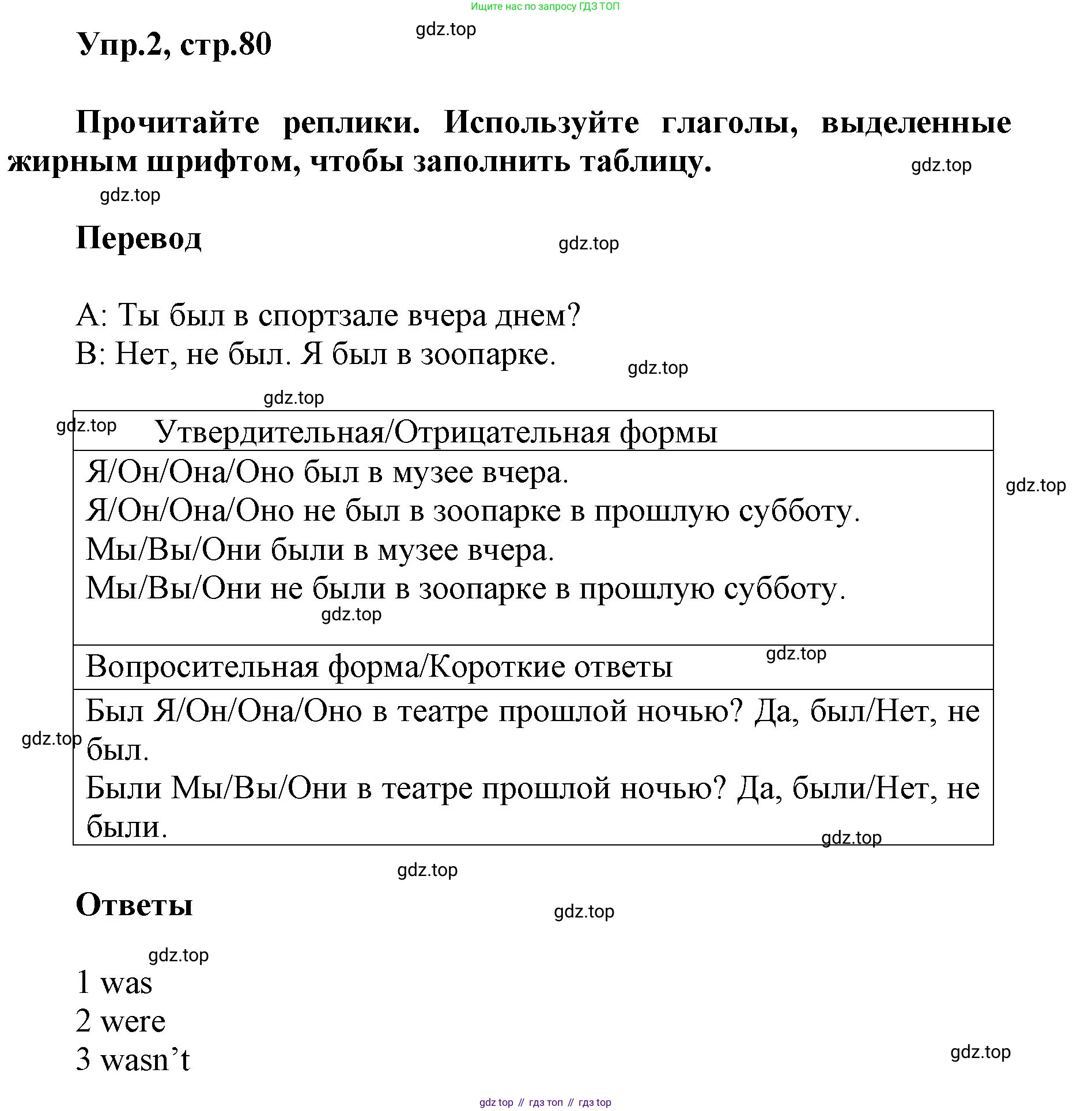 ГДЗ Английский язык (english), 5 класс Учебник (Student's book), авторы: Баранова Ксения Михайловна (Baranova Ksenia), Дули Дженни (Dooley Jenny), Копылова Виктория Викторовна (Kopylova Victoria), Мильруд Радислав Петрович (Millrood Radislav), Эванс Вирджиния (Evans Virginia), издательство Просвещение, Москва, 2023, белого цвета, страница 80, номер 2, Решение
